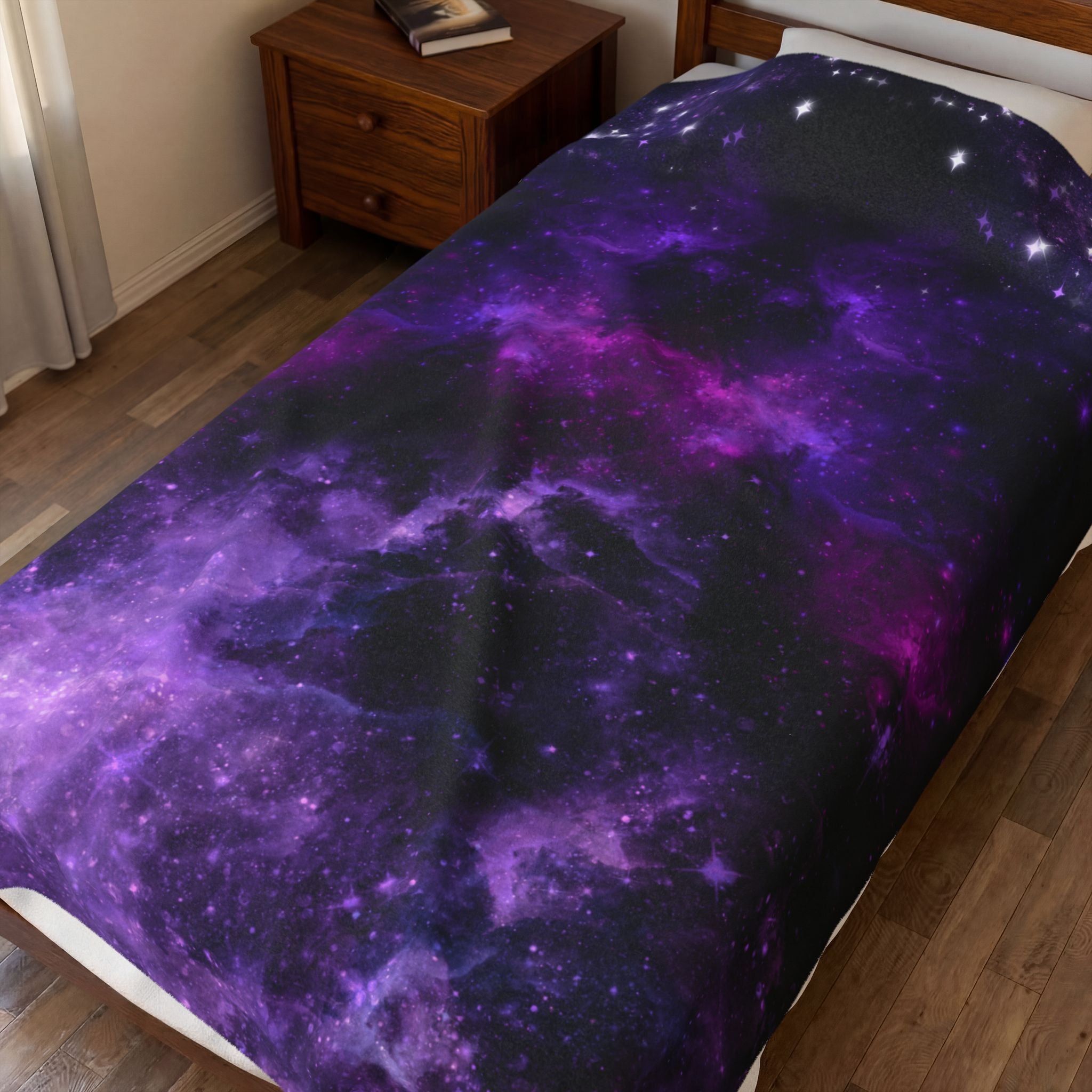 Pastel Goth Purple Galaxy Throw Blanket — Cosmic Nebula Home Decor