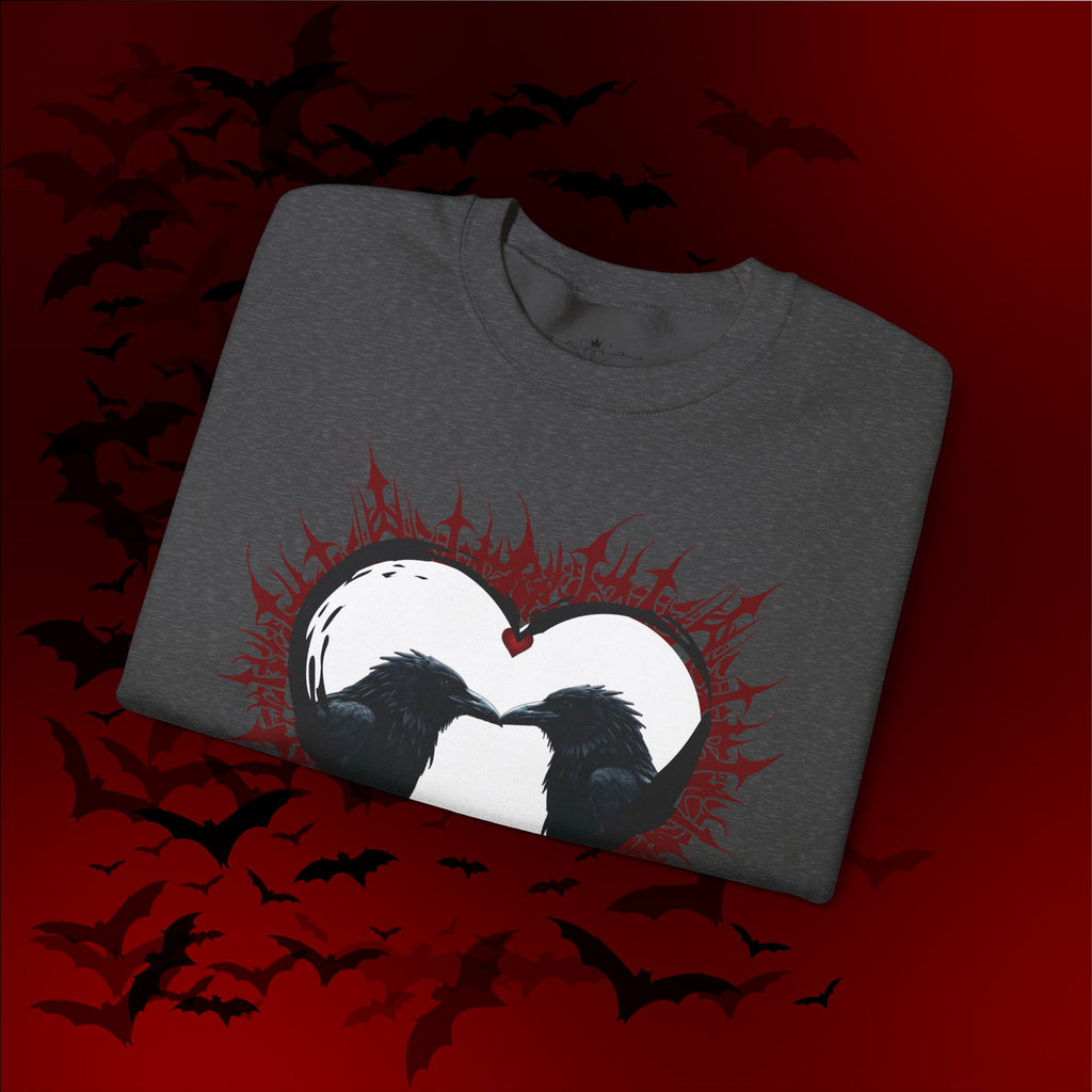 Gothic Raven Heart Crewneck Sweatshirt — Dark Romance Valentine's Day
