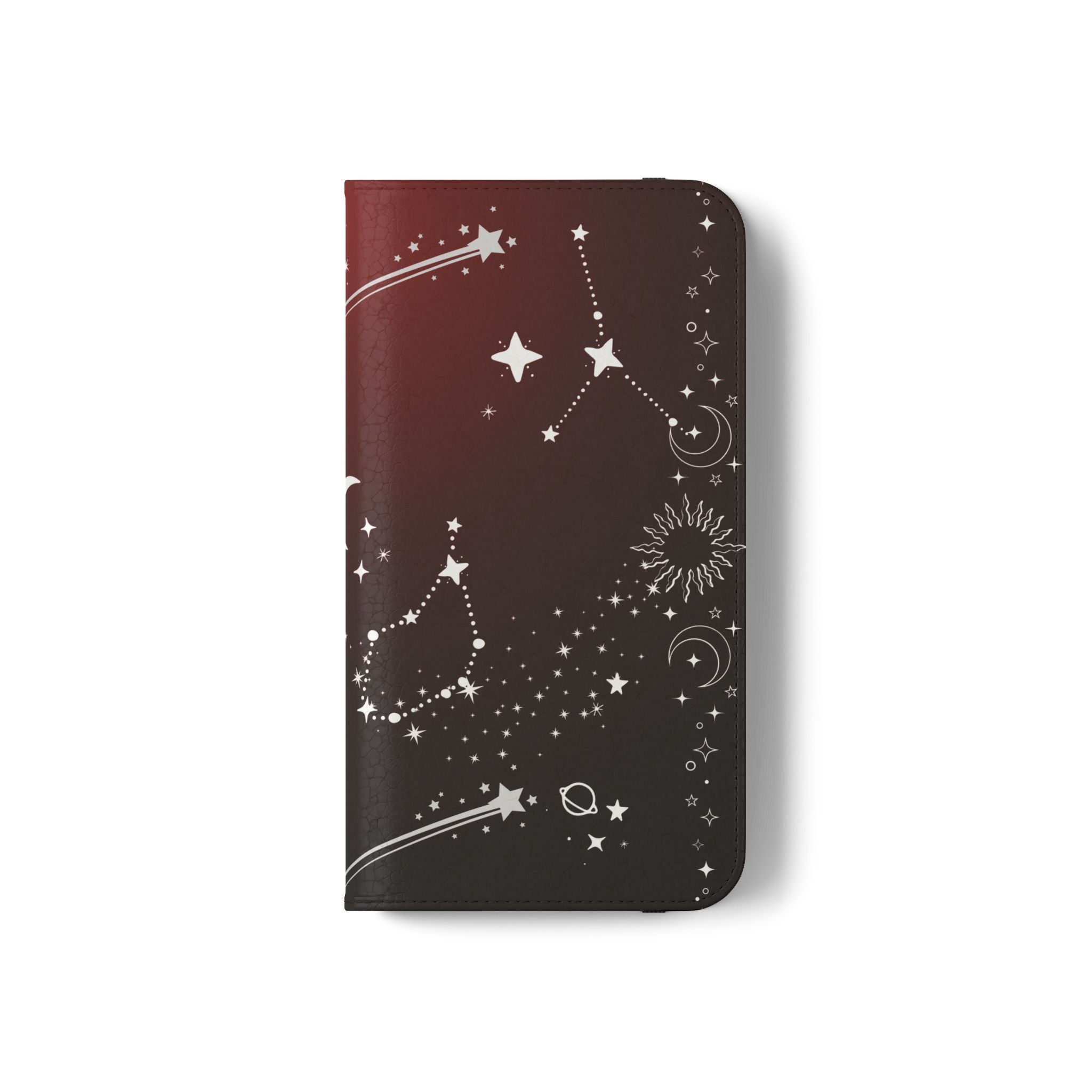 Gothic Celestial Black and Red Flip Wallet Case for iPhone and Samsung Galaxy Phones