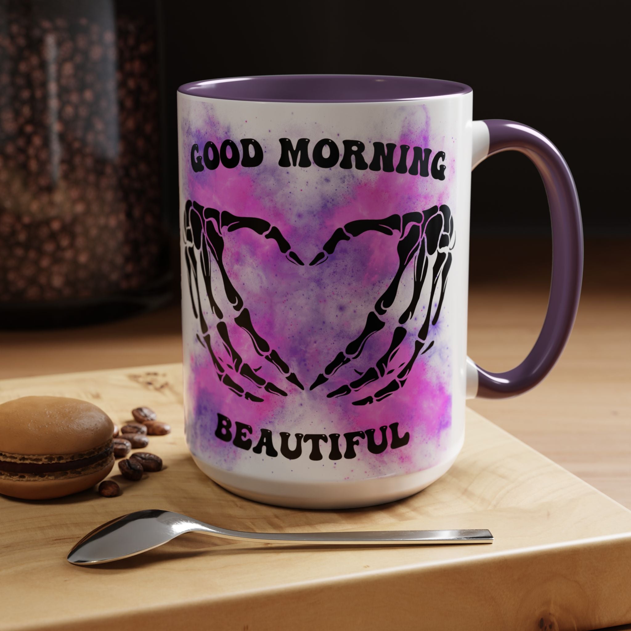 Good Morning Beautiful Fuck Off Skeleton Hands Accent Coffee Mug