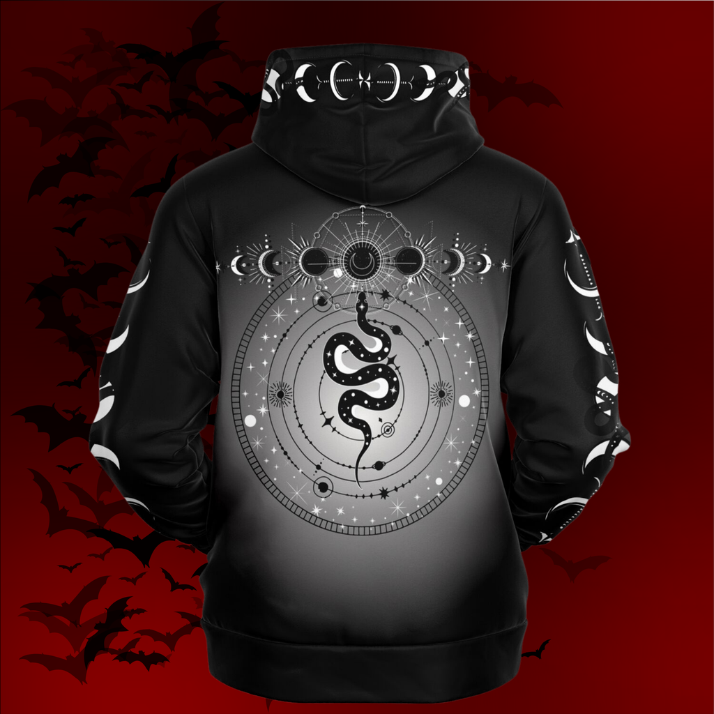 Celestial Serpent All Over Print Hoodie – Monochrome