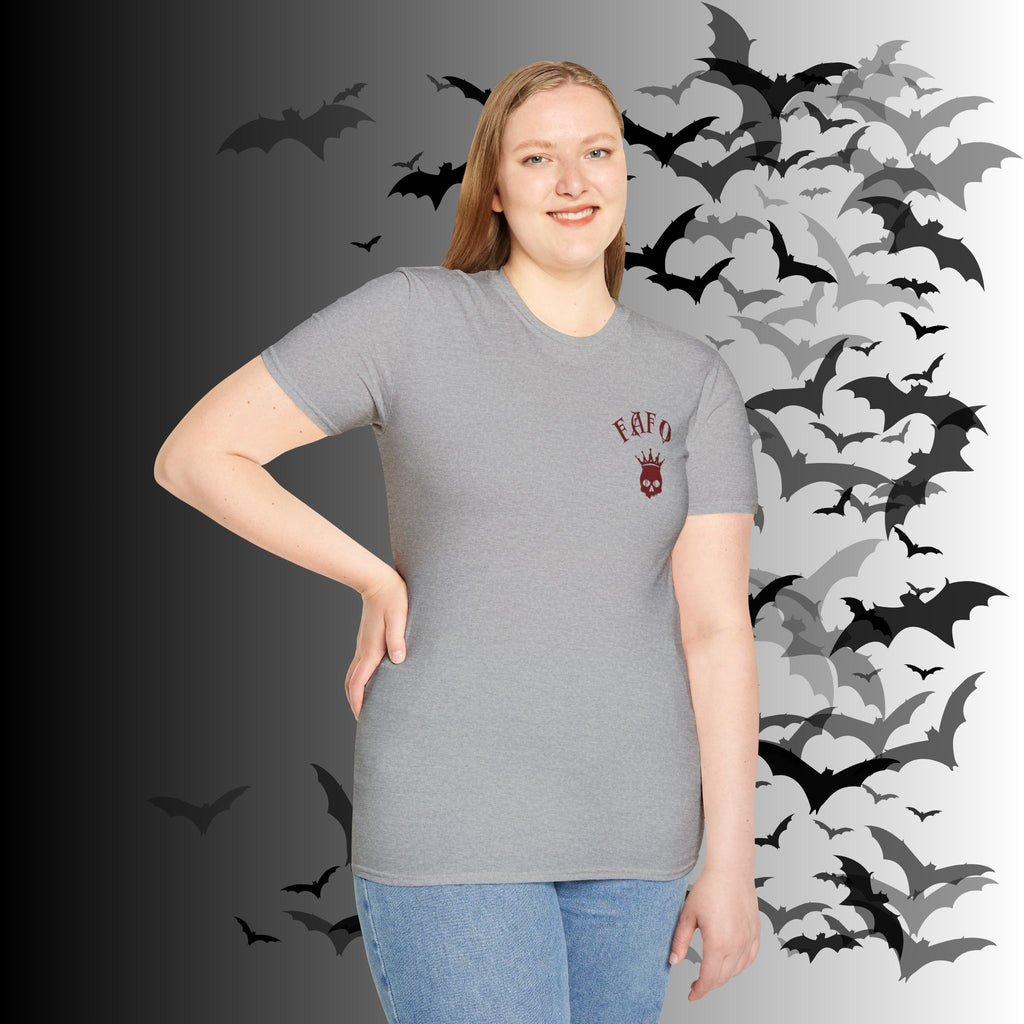 "FAFO" I Identify As A Threat T-Shirt — Gothic Humor Front & Back Print