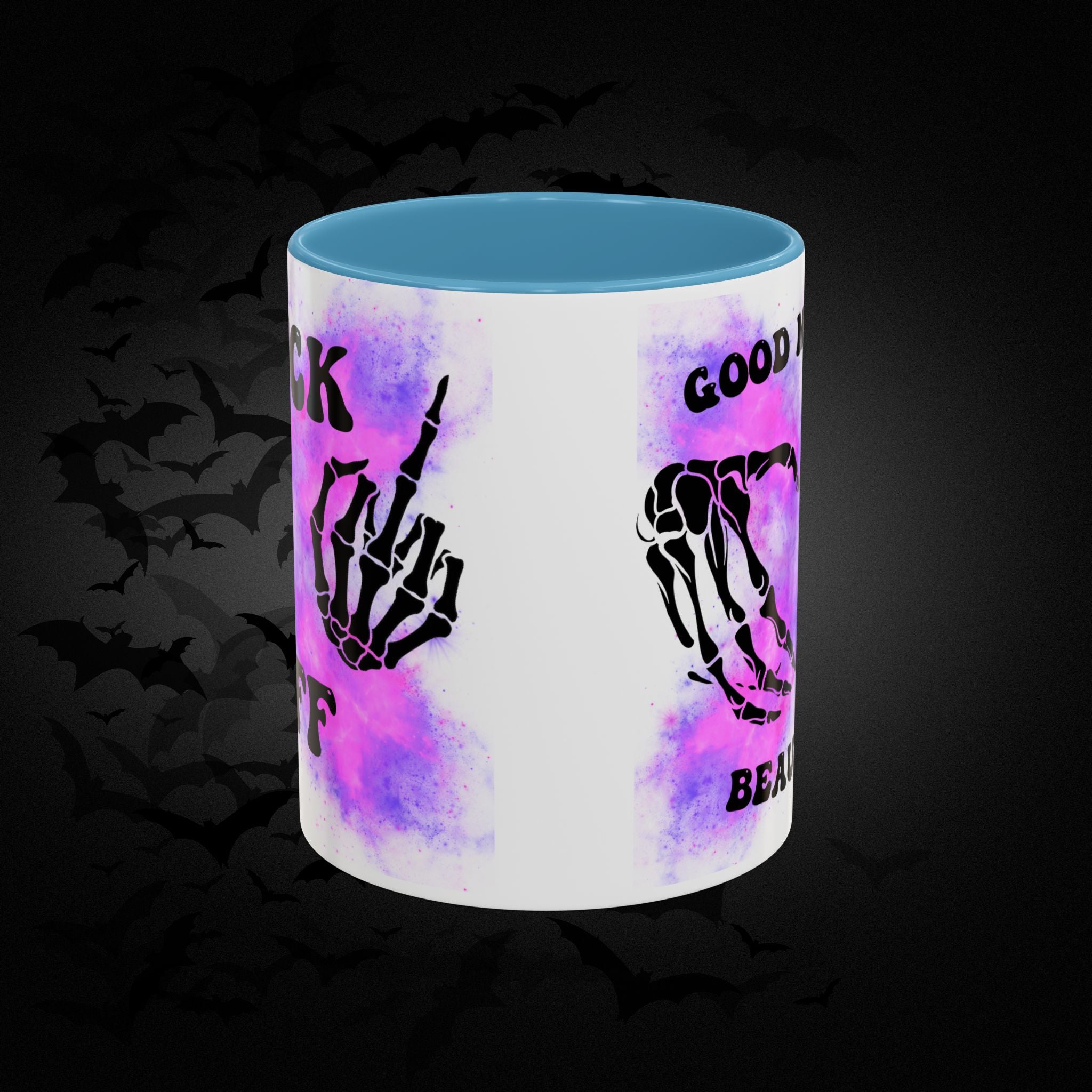Good Morning Beautiful Fuck Off Skeleton Hands Accent Coffee Mug