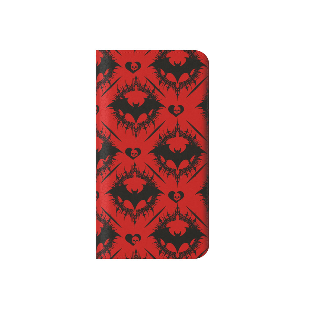 Gothic Bat Wallet Flip Case - Elegant Goth Phone Wallet - Bat Pattern Flip Case - Gothic Phone Case - Stylish Wallet Phone Case