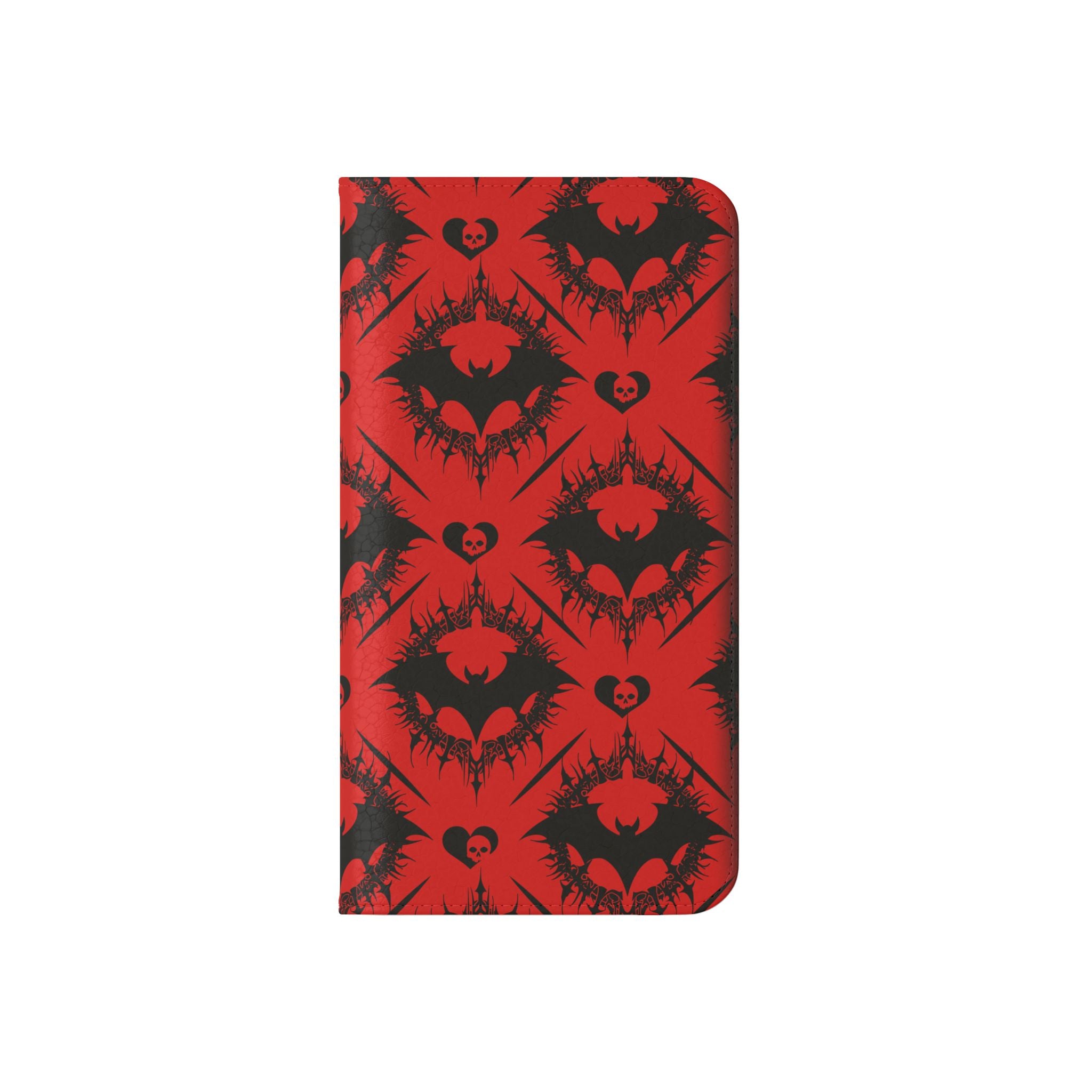Gothic Bat Wallet Flip Case - Elegant Goth Phone Wallet - Bat Pattern Flip Case - Gothic Phone Case - Stylish Wallet Phone Case