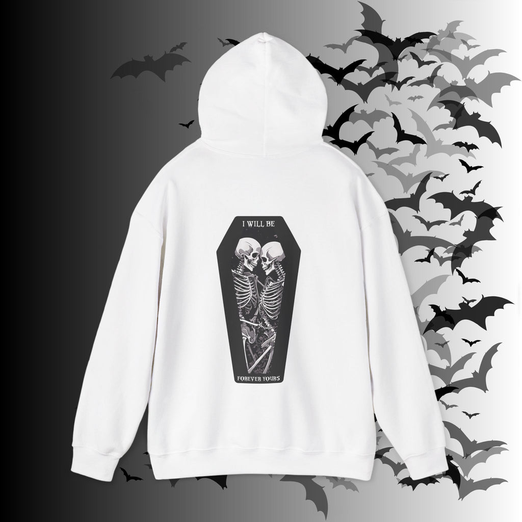 Gothic Skeleton "Forever Yours" Couples Hoodie — Dark Romance Front & Back Print