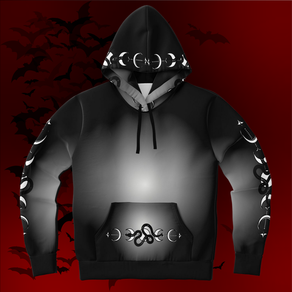 Celestial Serpent All Over Print Hoodie – Monochrome