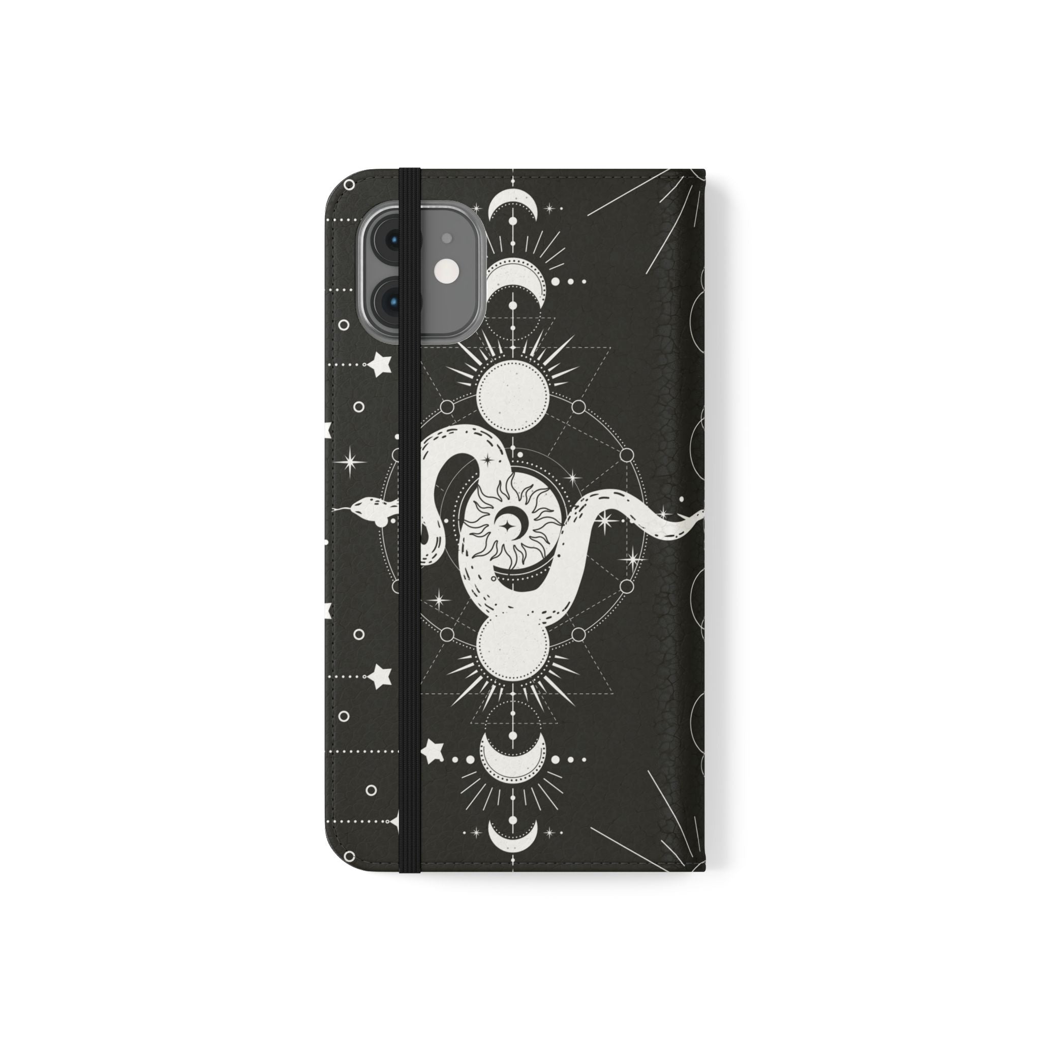 Gothic Style Celestial Snake Moon Phases Wallet Flip PhoneCase - Celestial Style Phone Case for iPhone and Samsung - Moon Phases Wallet Case