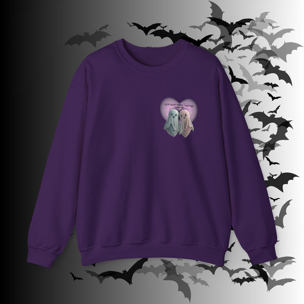 Let's Haunt People Together Forever Crewneck Sweatshirt — Gothic Valentine's Couples Ghost