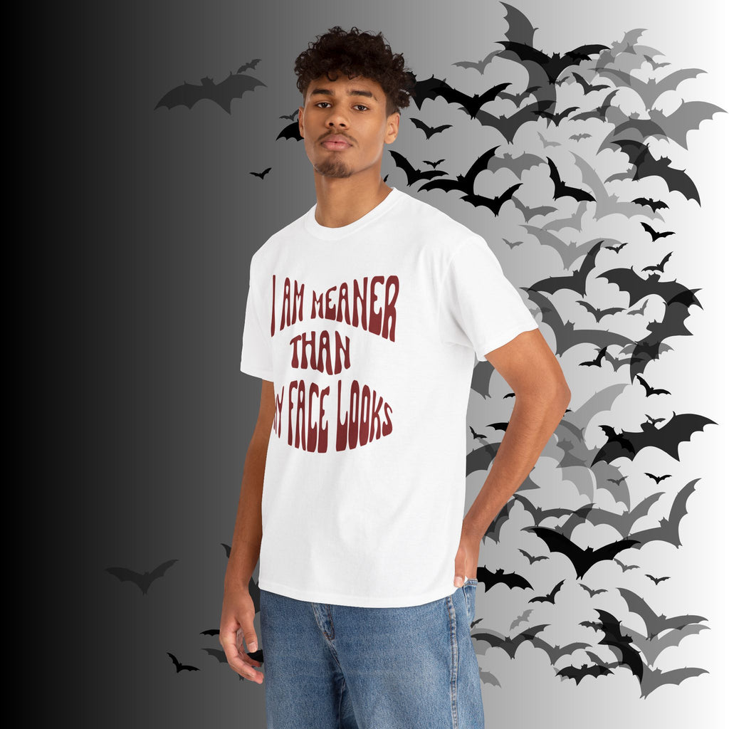 "I Am Meaner Than My Face Looks" Gothic Humor T-Shirt