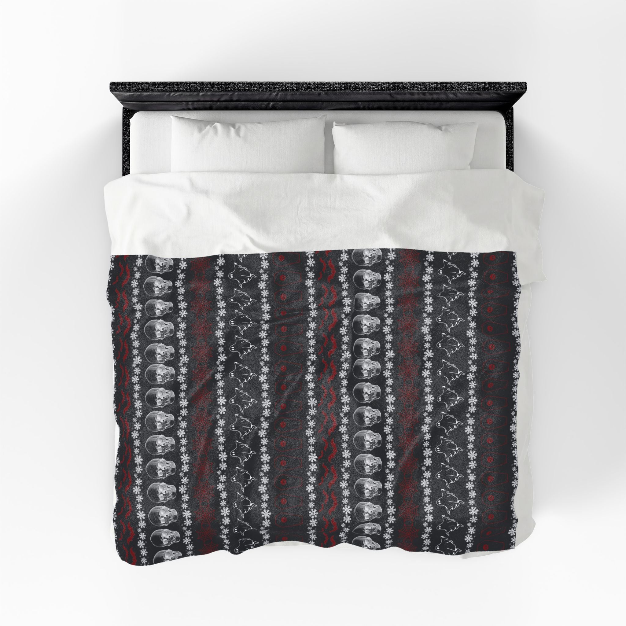 Merry Creepmas Print Throw Blanket — Gothic Holiday Home Decor