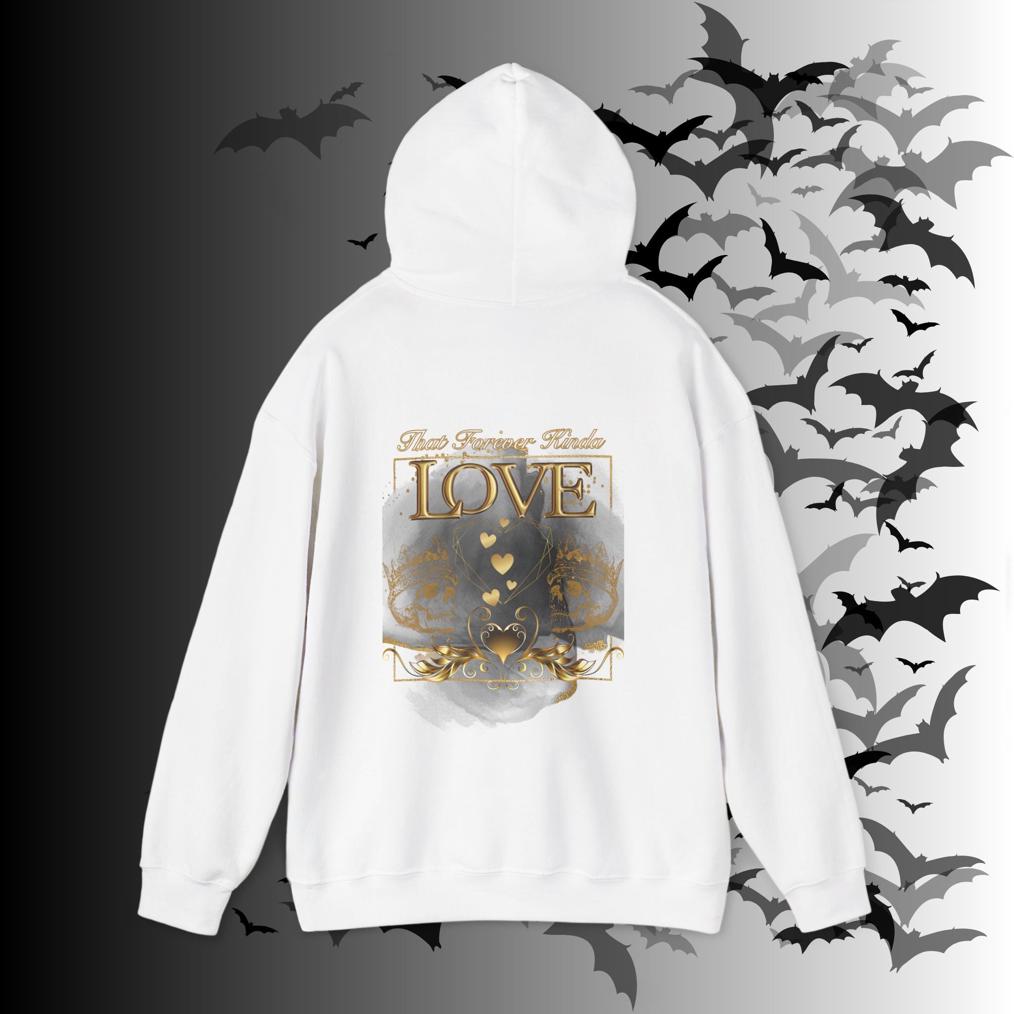 That Forever Kinda Love Hoodie — Gothic Gold Skull Couples Pullover