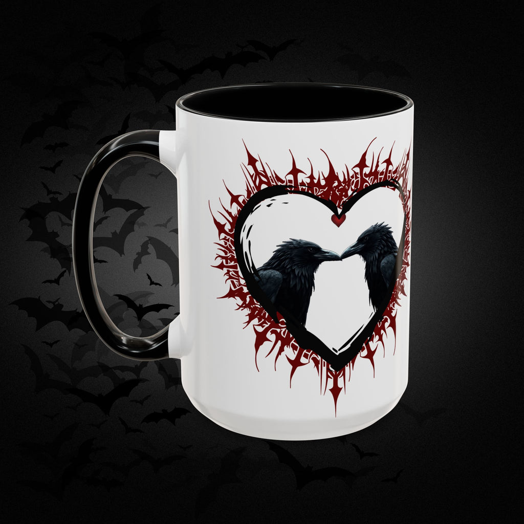 Raven Heart Gothic Coffee Mug — Dark Romance Corvid Design