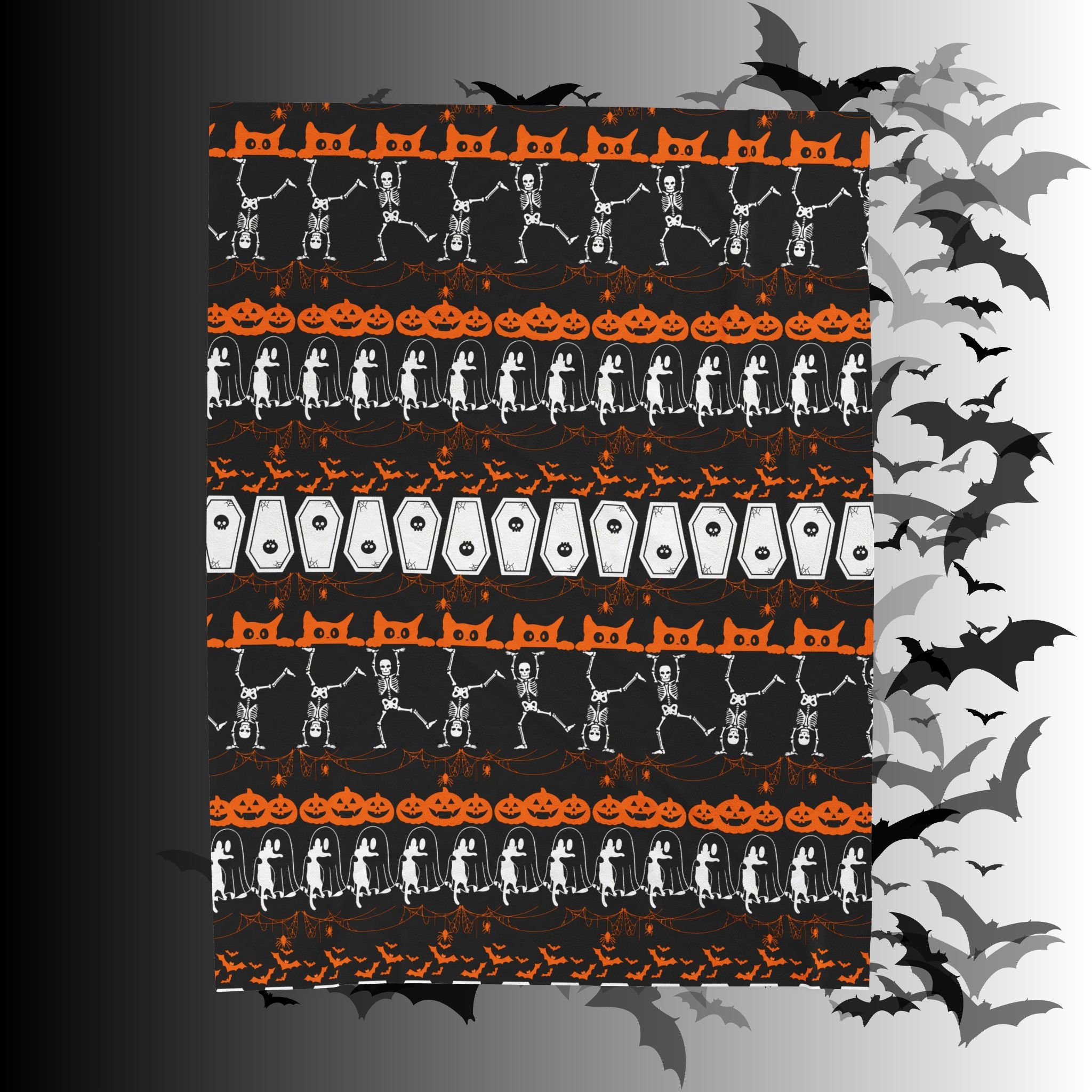 Halloween Pattern Velveteen Plush Blanket — Spooky Season Throw Blanket