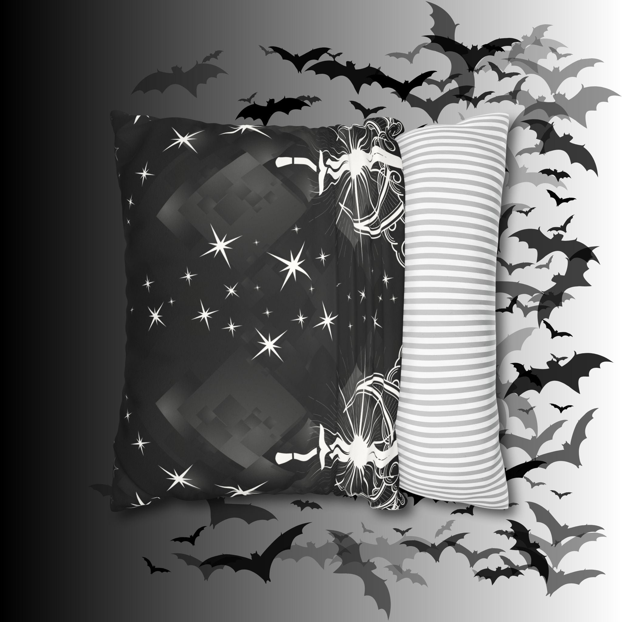 Gothic Moon Sword Celestial Throw Pillow — Dark Witchy Home Decor