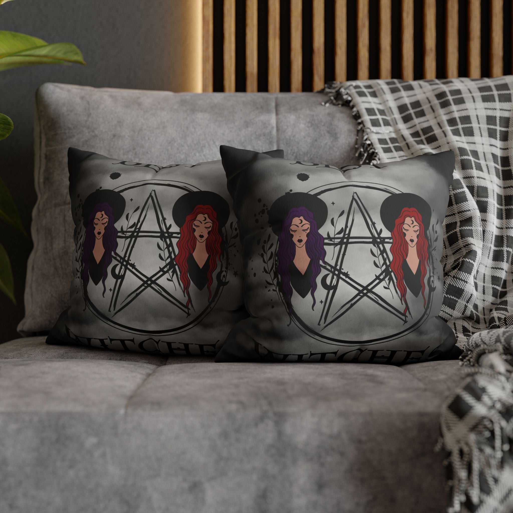 Best Witches Gothic BFF Throw Pillow — Witch Dark Cottagecore Home Decor