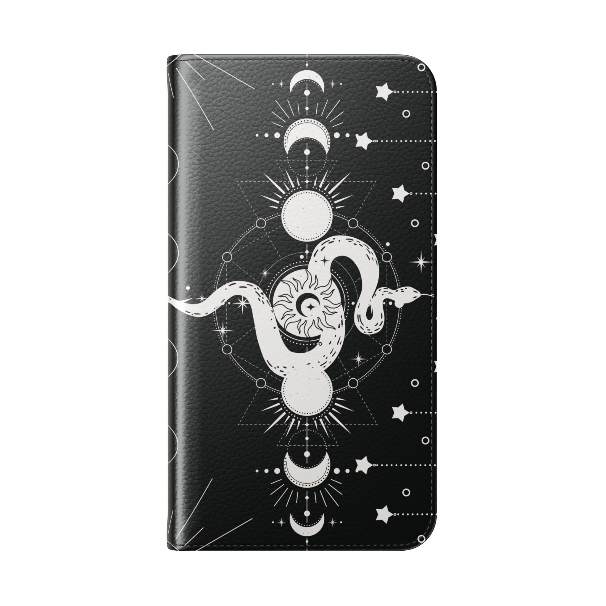 Gothic Style Celestial Snake Moon Phases Wallet Flip PhoneCase - Celestial Style Phone Case for iPhone and Samsung - Moon Phases Wallet Case