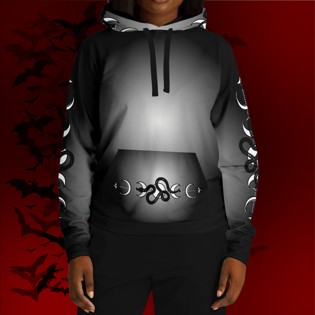 Celestial Serpent All Over Print Hoodie – Monochrome