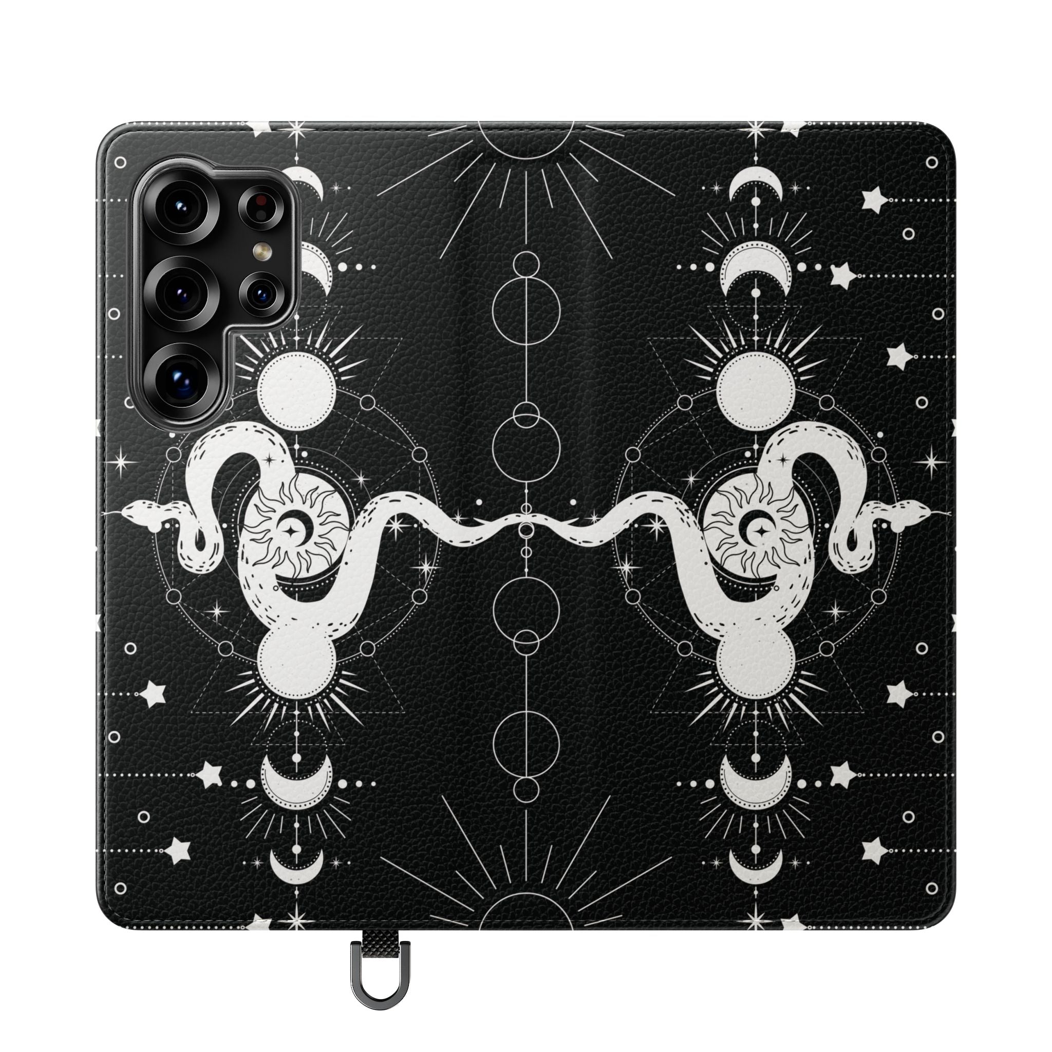 Gothic Style Celestial Snake Moon Phases Wallet Flip PhoneCase - Celestial Style Phone Case for iPhone and Samsung - Moon Phases Wallet Case