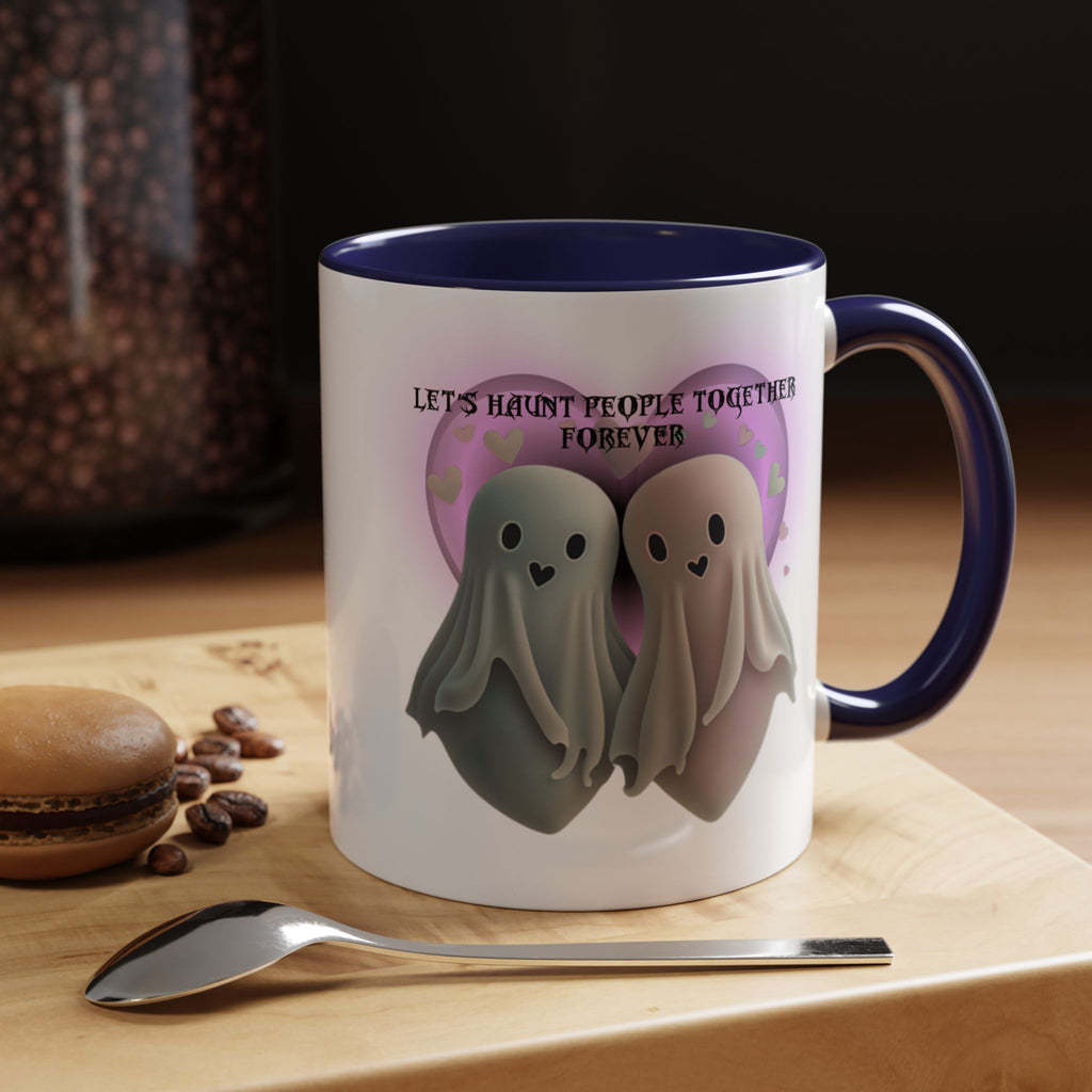 Let's Haunt People Together Forever Coffee Mug — Valloween Ghost Couple Accent Mug