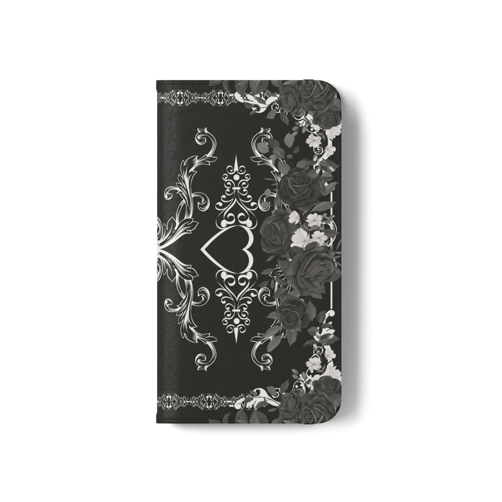 Romantic Goth Wallet Flip Case - Goth Botanical Phone Case