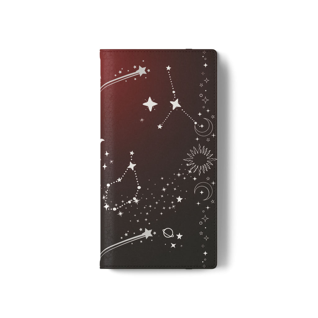 Gothic Celestial Black and Red Flip Wallet Case for iPhone and Samsung Galaxy Phones