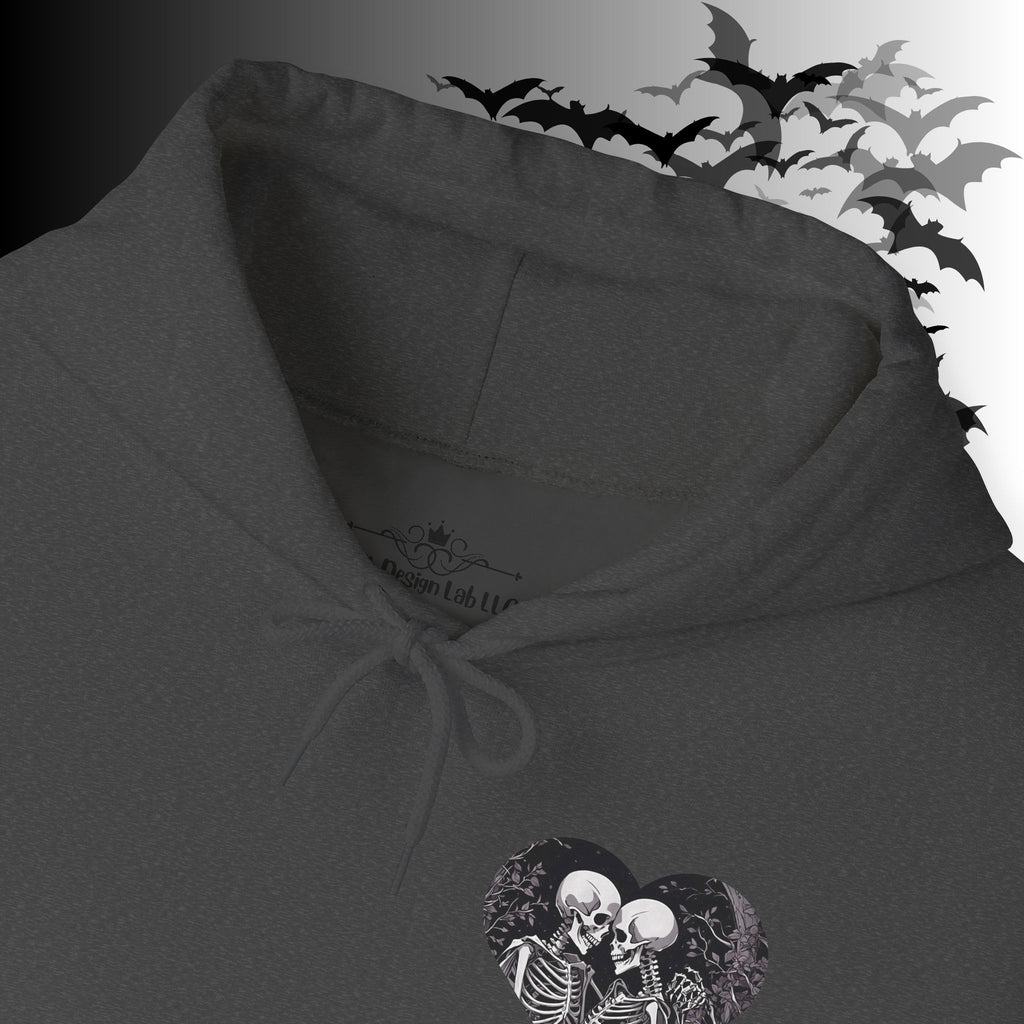 Gothic Skeleton "Forever Yours" Couples Hoodie — Dark Romance Front & Back Print