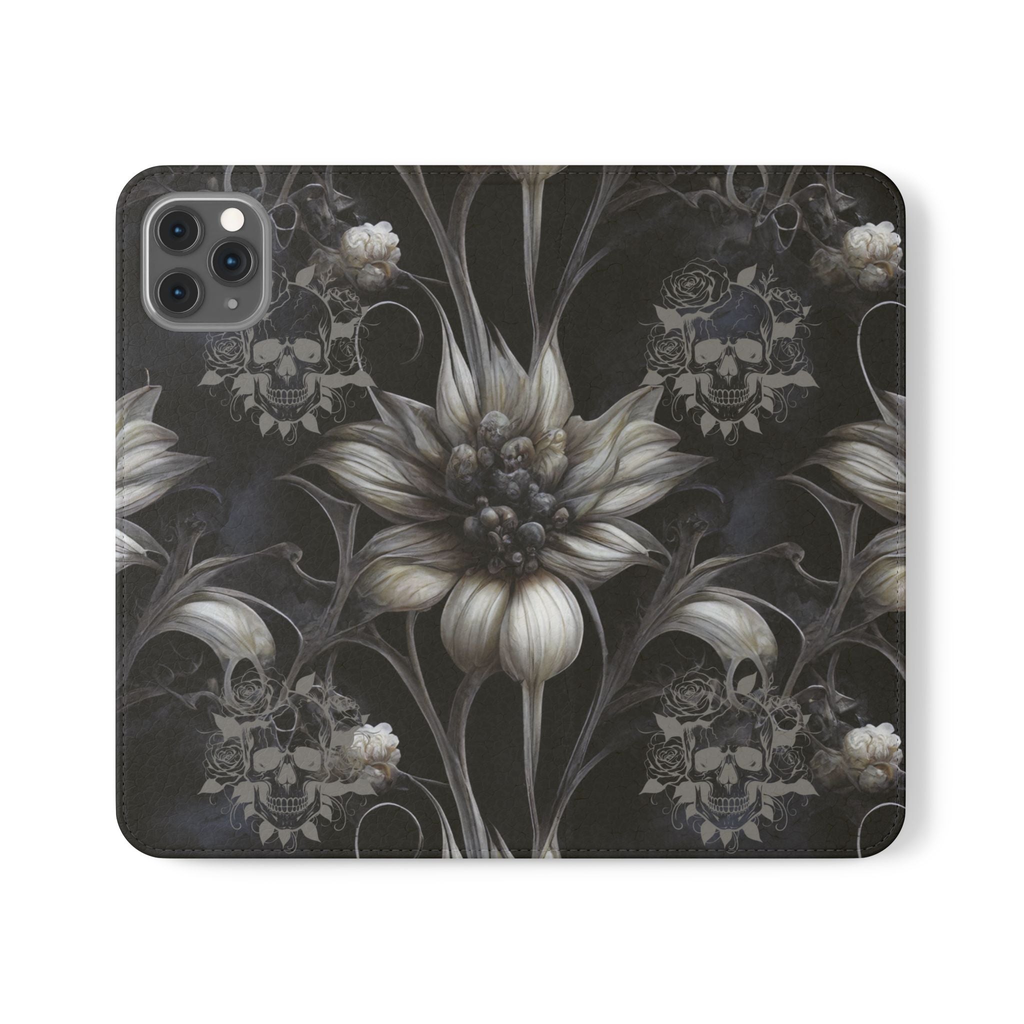 Goth Botanical Flip Wallet Case for iPhone and Samsung Galaxy Phones