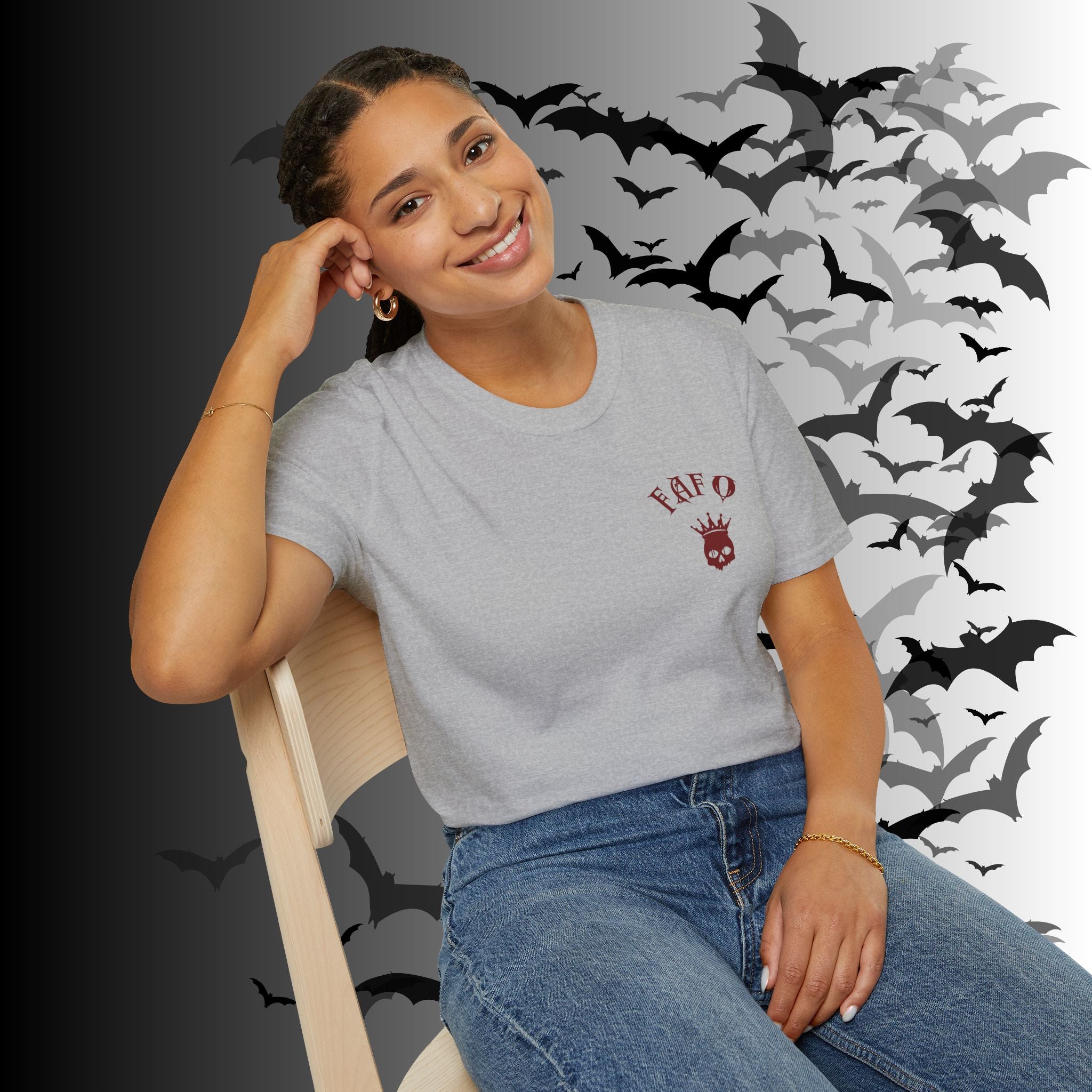 "FAFO" I Identify As A Threat T-Shirt — Gothic Humor Front & Back Print