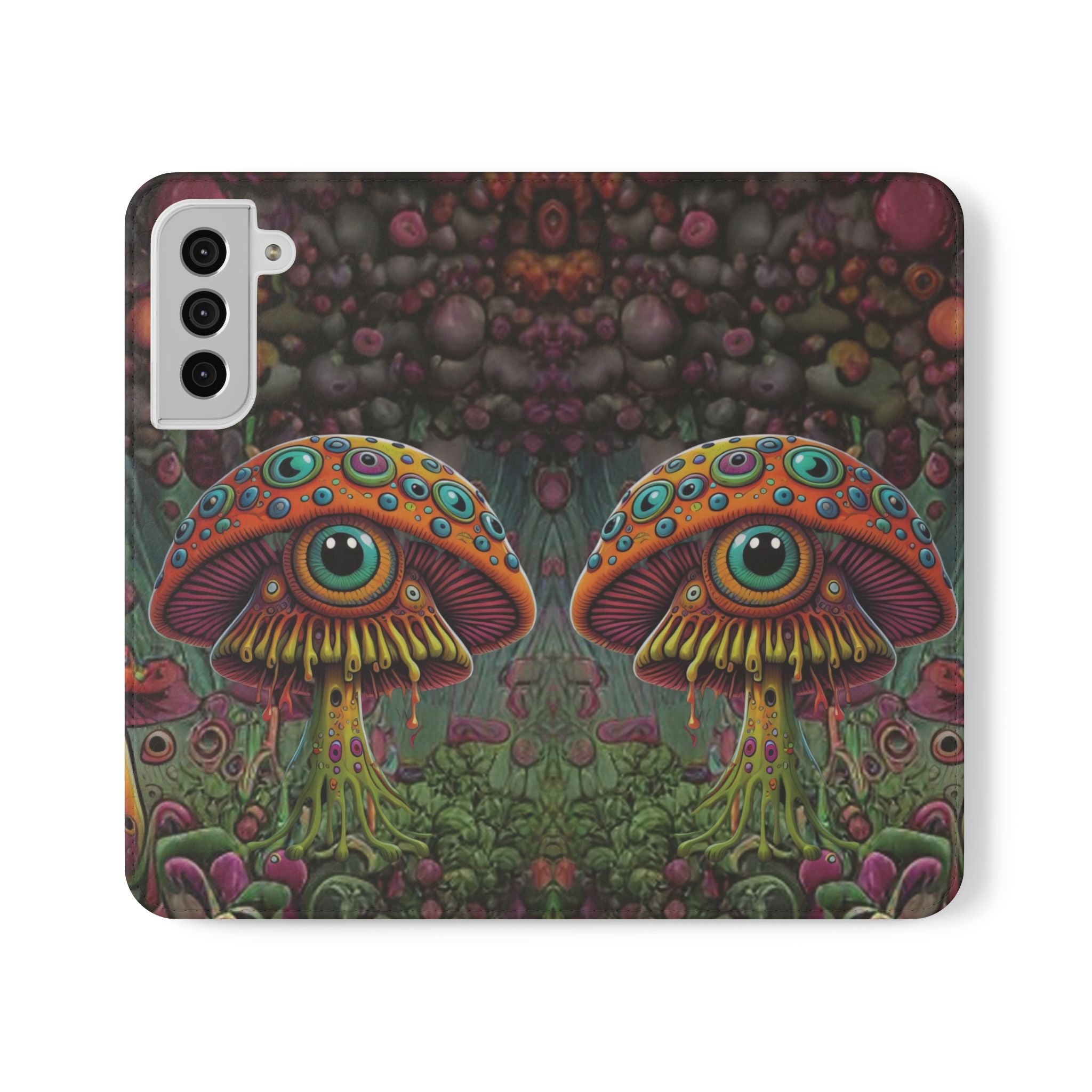 Trippy Mushroom Cottagecore Flip Wallet Phone Case - Mushroom Wallet Case for Samsung iPhone - Psychedelic Wallet Phone Cases