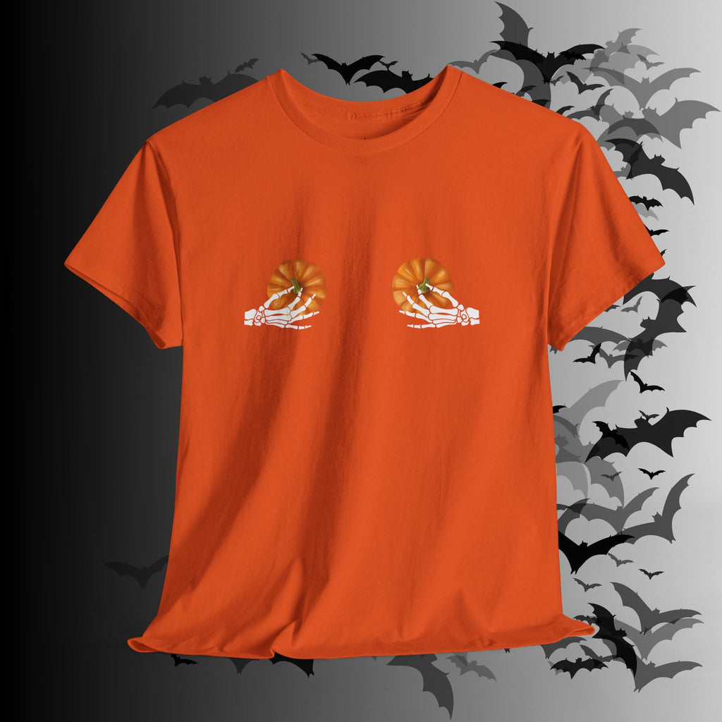Skeleton Hands Pumpkin Halloween T-Shirt — Funny Spooky Season Tee