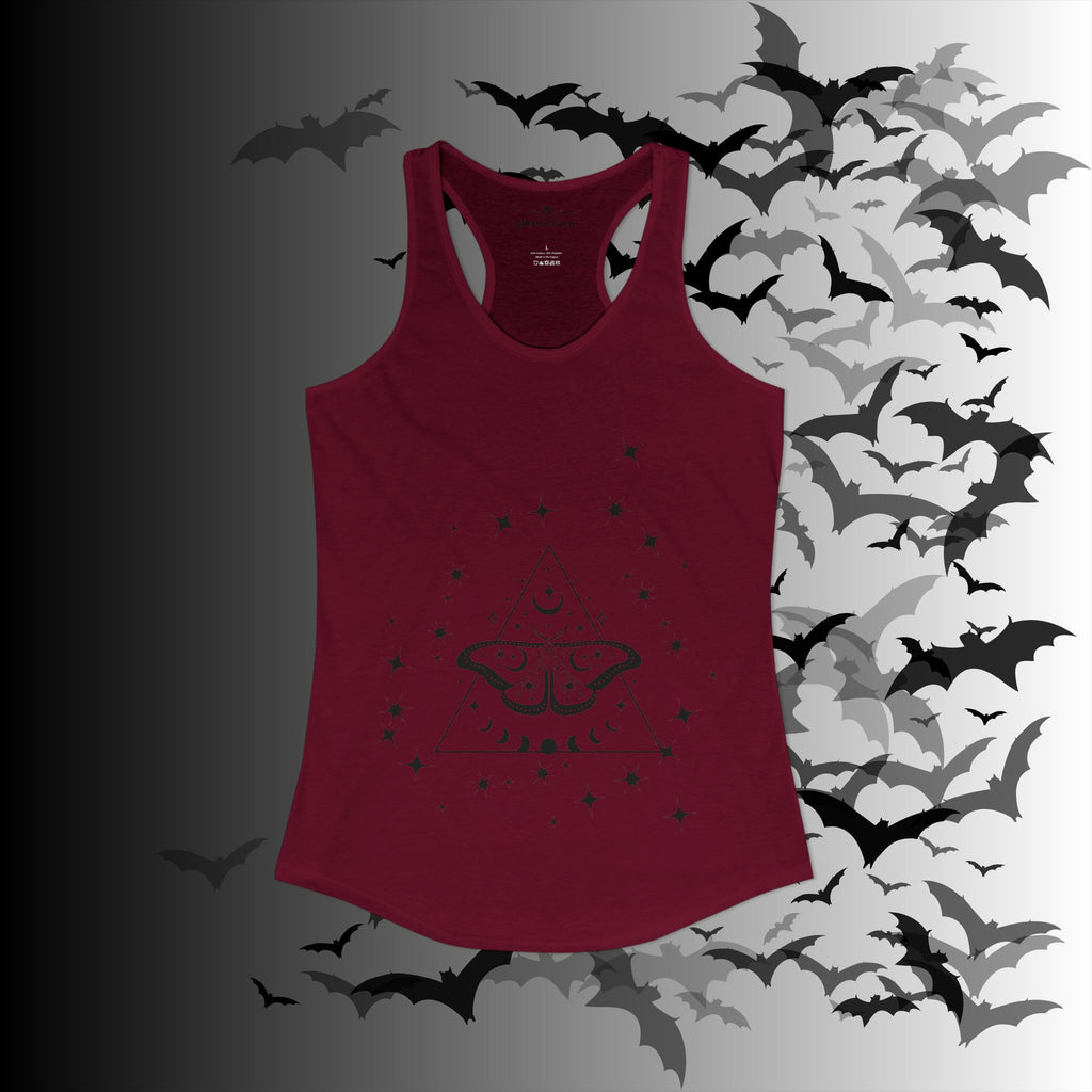 Gothic Luna Moth Celestial Pyramid Tank Top — Witchy Racerback Shirt