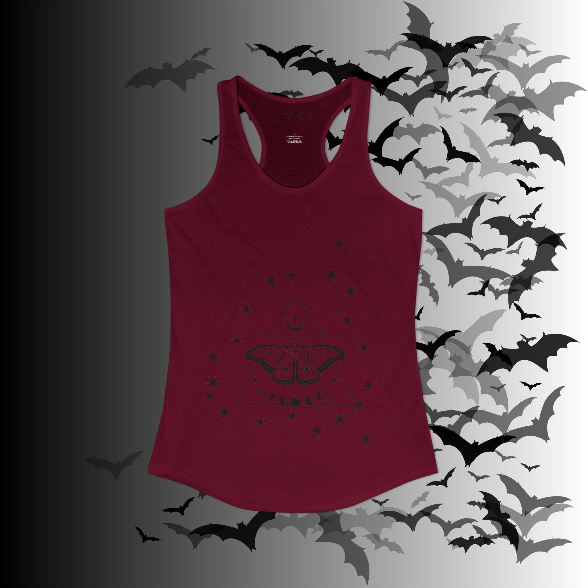 Gothic Luna Moth Celestial Pyramid Tank Top — Witchy Racerback Shirt