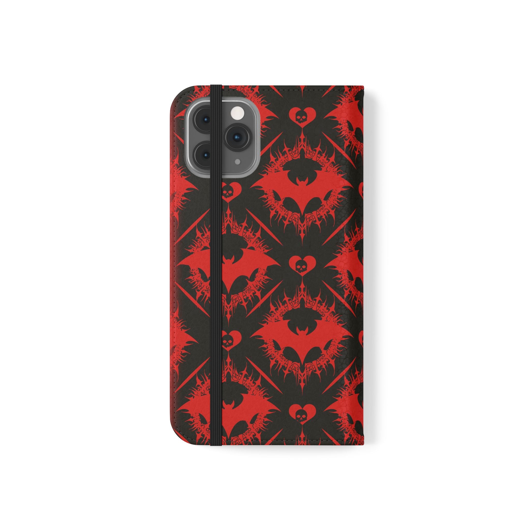 Gothic Bat Wallet Flip Case - Elegant Goth Phone Wallet - Bat Pattern Flip Case - Gothic Phone Case - Stylish Wallet Phone Case