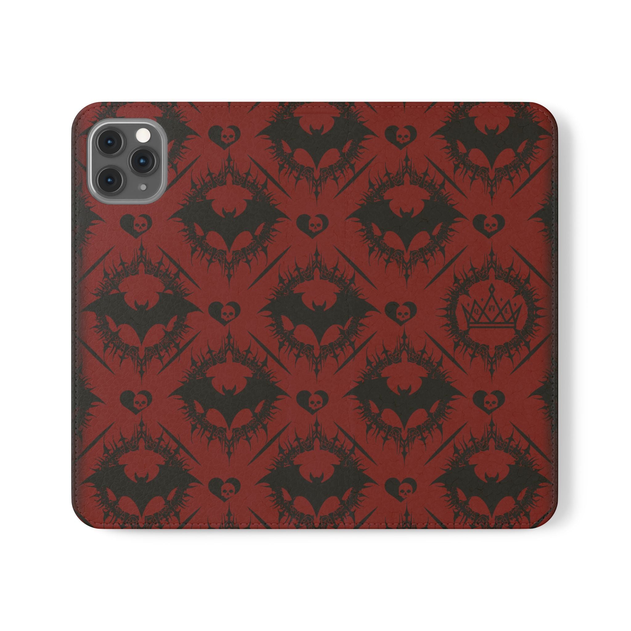 Copy of Gothic Bat Wallet Flip Case - Elegant Goth Phone Wallet - Bat Pattern Flip Case - Gothic Phone Case - Stylish Wallet Phone Case
