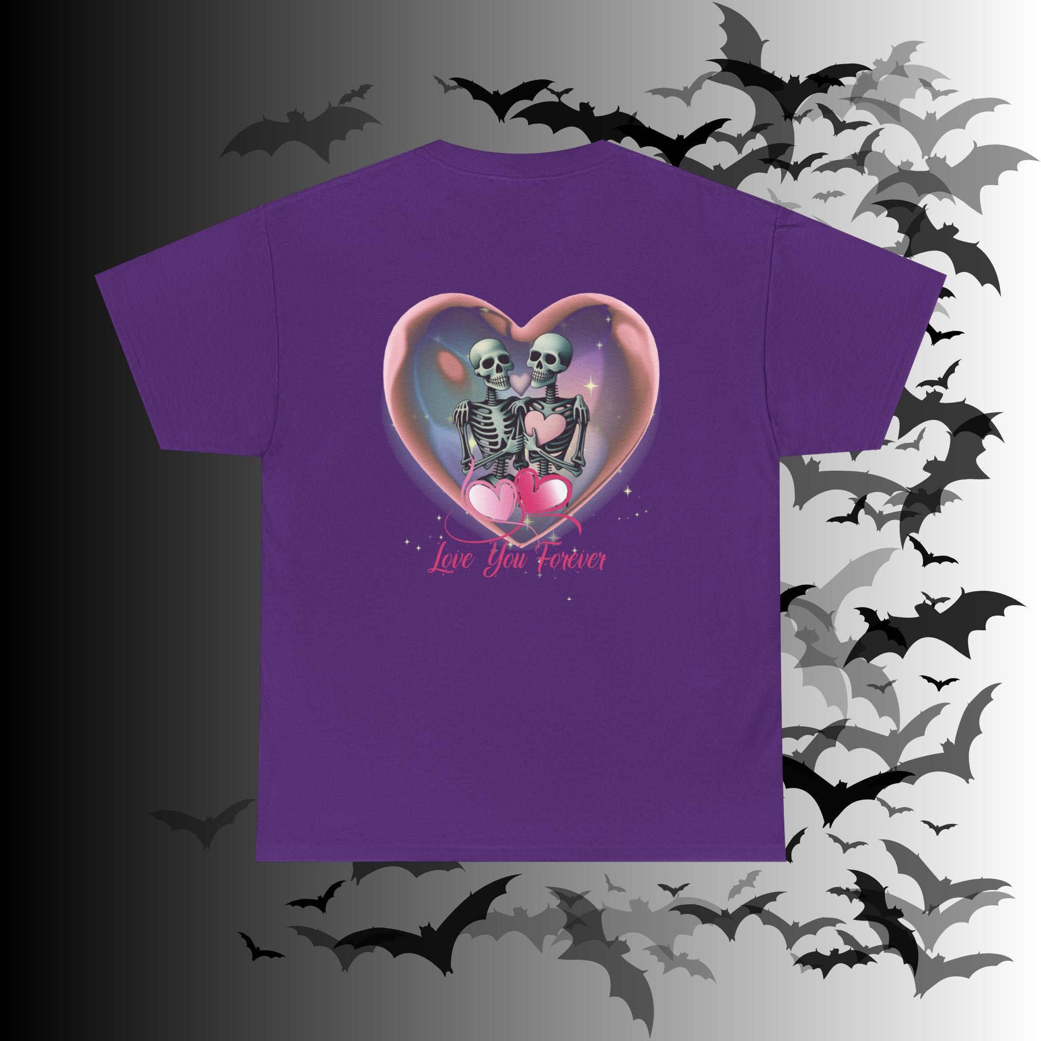 "Love You Forever" Gothic Skeleton Couples T-Shirt — Goth Valentine's Day Matching Tee