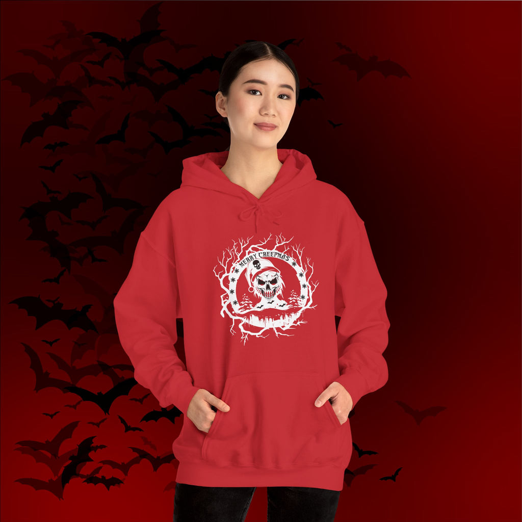 Merry Creepmas Hoodie — Gothic Christmas Skull Santa Pullover