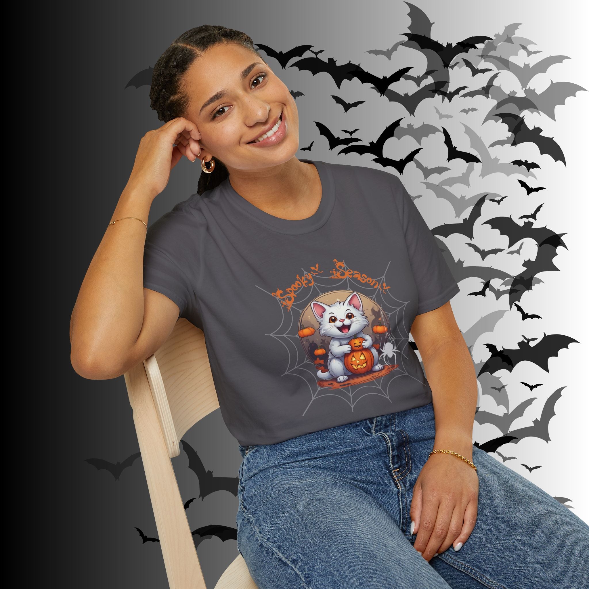 Spooky Season Kawaii Cat Halloween T-Shirt — Cat Lover Tee