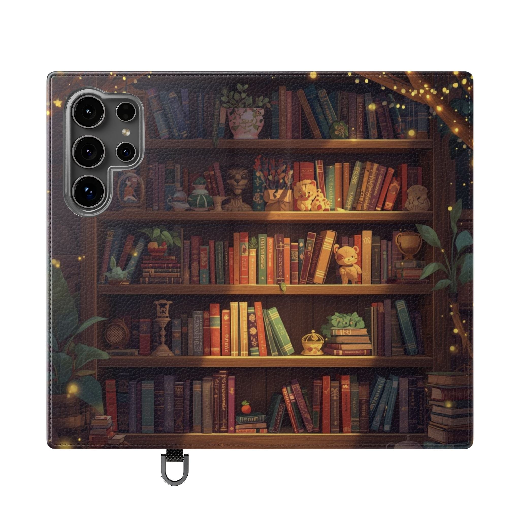 Whimsigoth Bookcase Wallet Flip Case - Romantasy Reader Phone Wallet - Book Pattern Flip Case - Bookish Phone Case