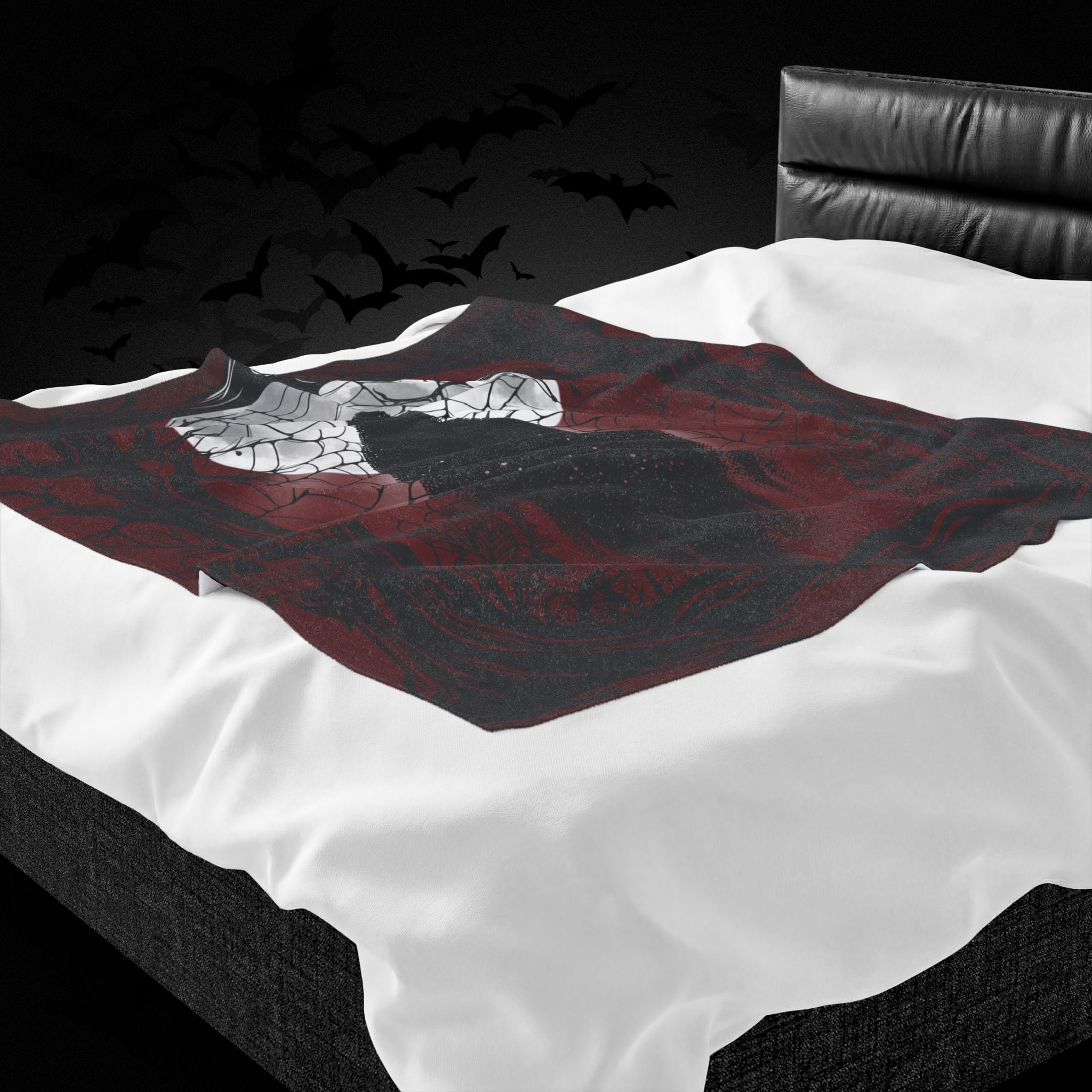 Gothic Ghost Spider Web Throw Blanket — Dark Halloween Home Decor