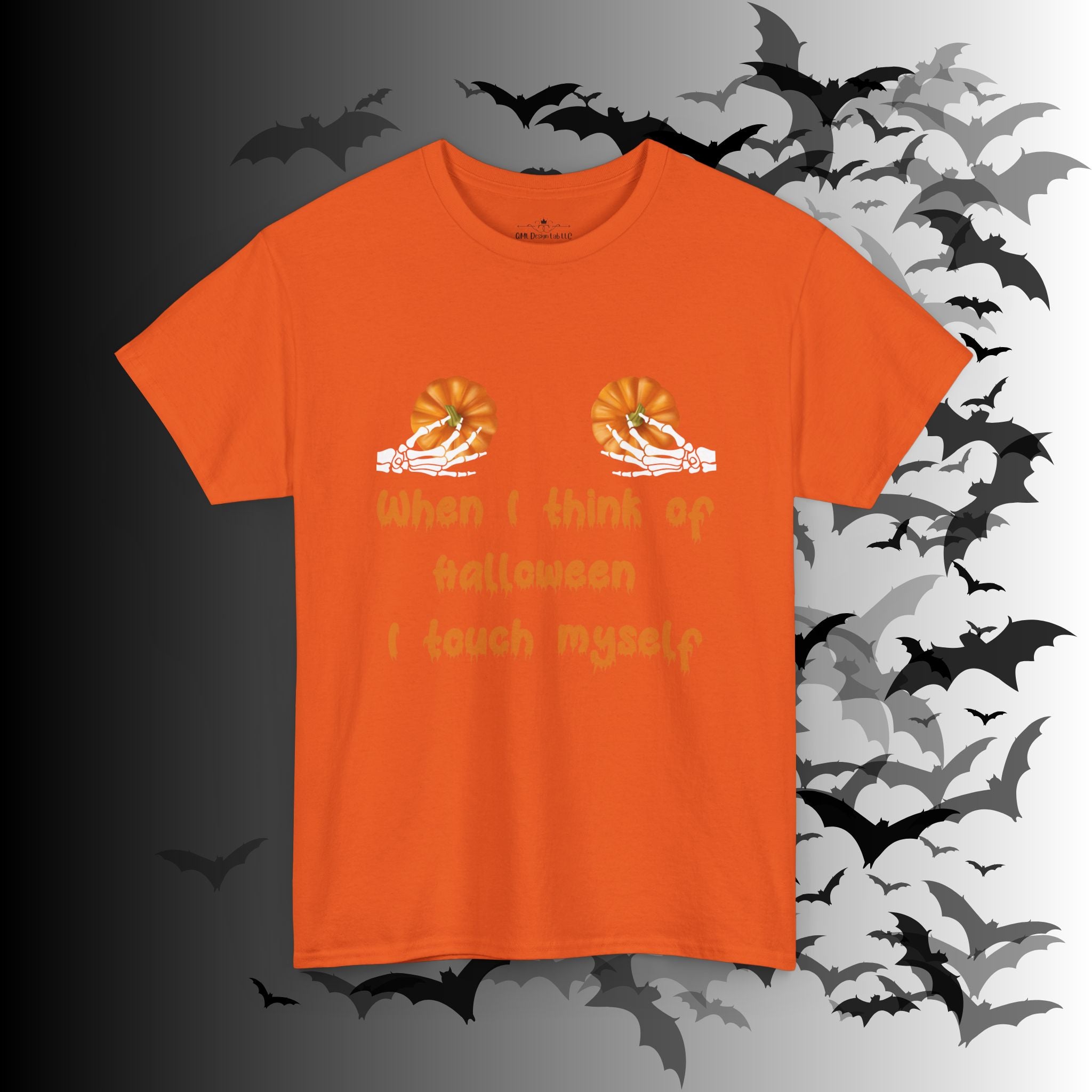 "When I Think of Halloween I Touch Myself" Pumpkin T-Shirt — Funny Halloween Tee