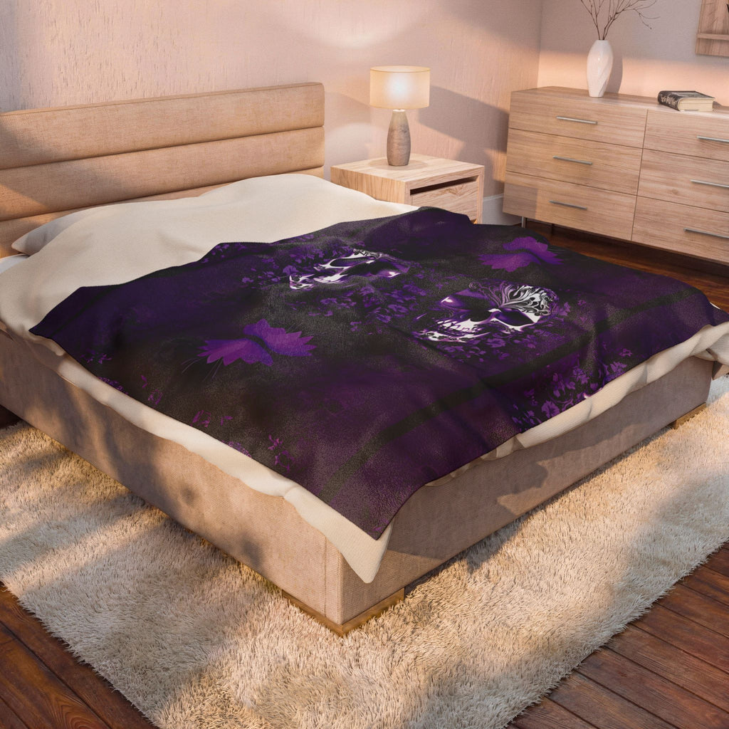 Gothic Purple Skull Throw Blanket — Dark Elegance Home Decor