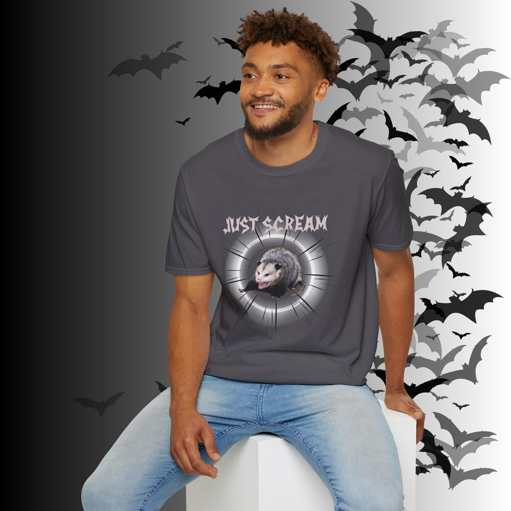 "Just Scream" Possum T-Shirt — Edgy Humor Gothic Tee