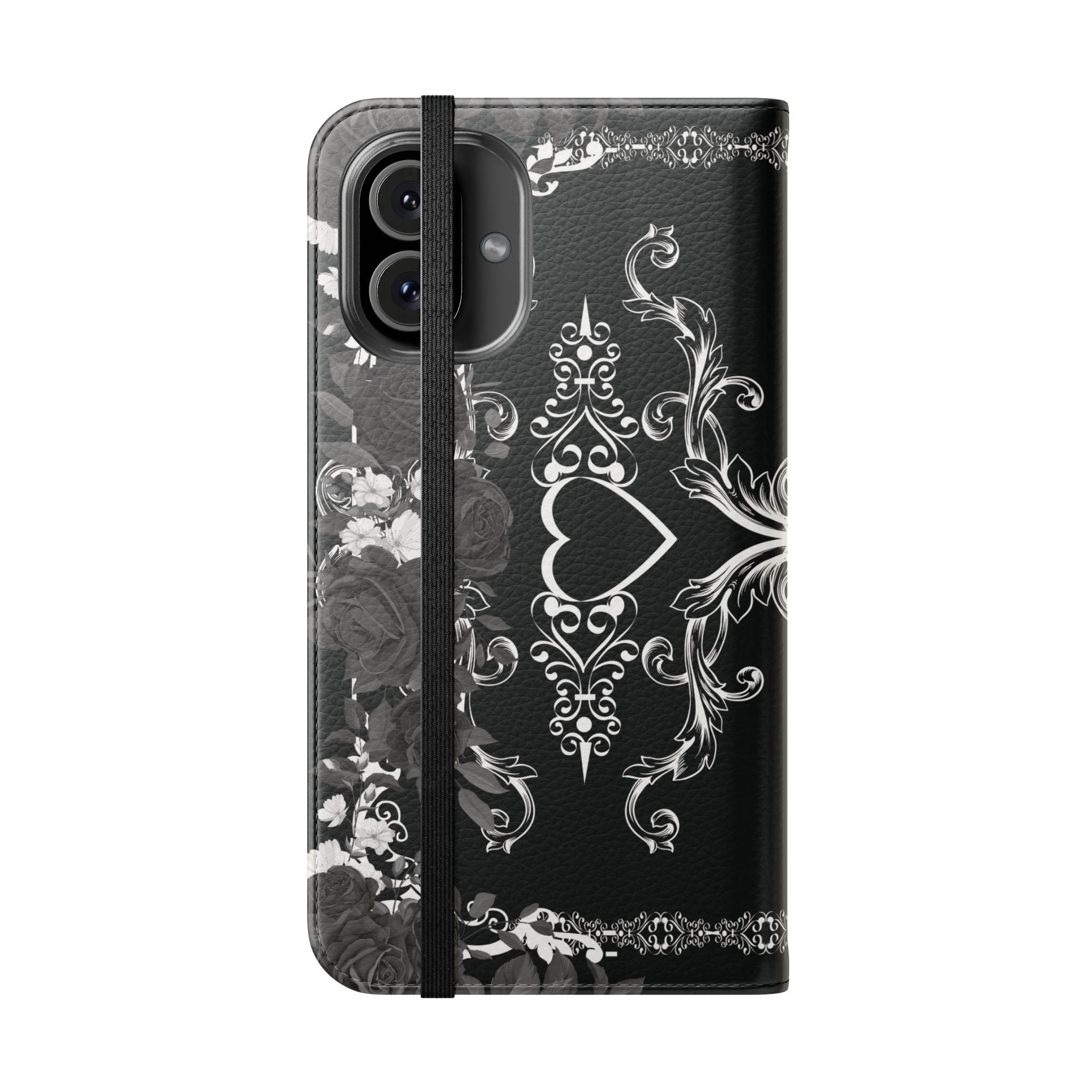 Romantic Goth Wallet Flip Case - Goth Botanical Phone Case