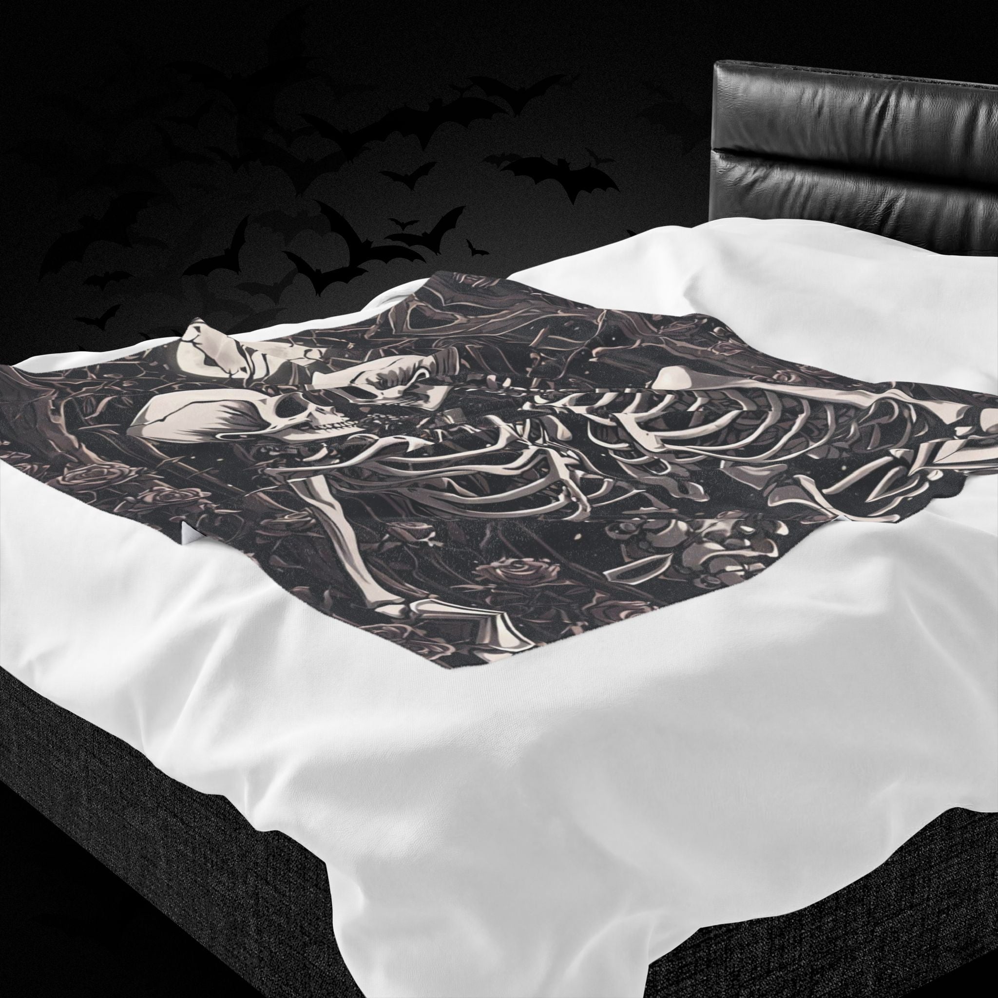 Gothic Skeletons in Love Throw Blanket — Dark Romance Valloween Decor