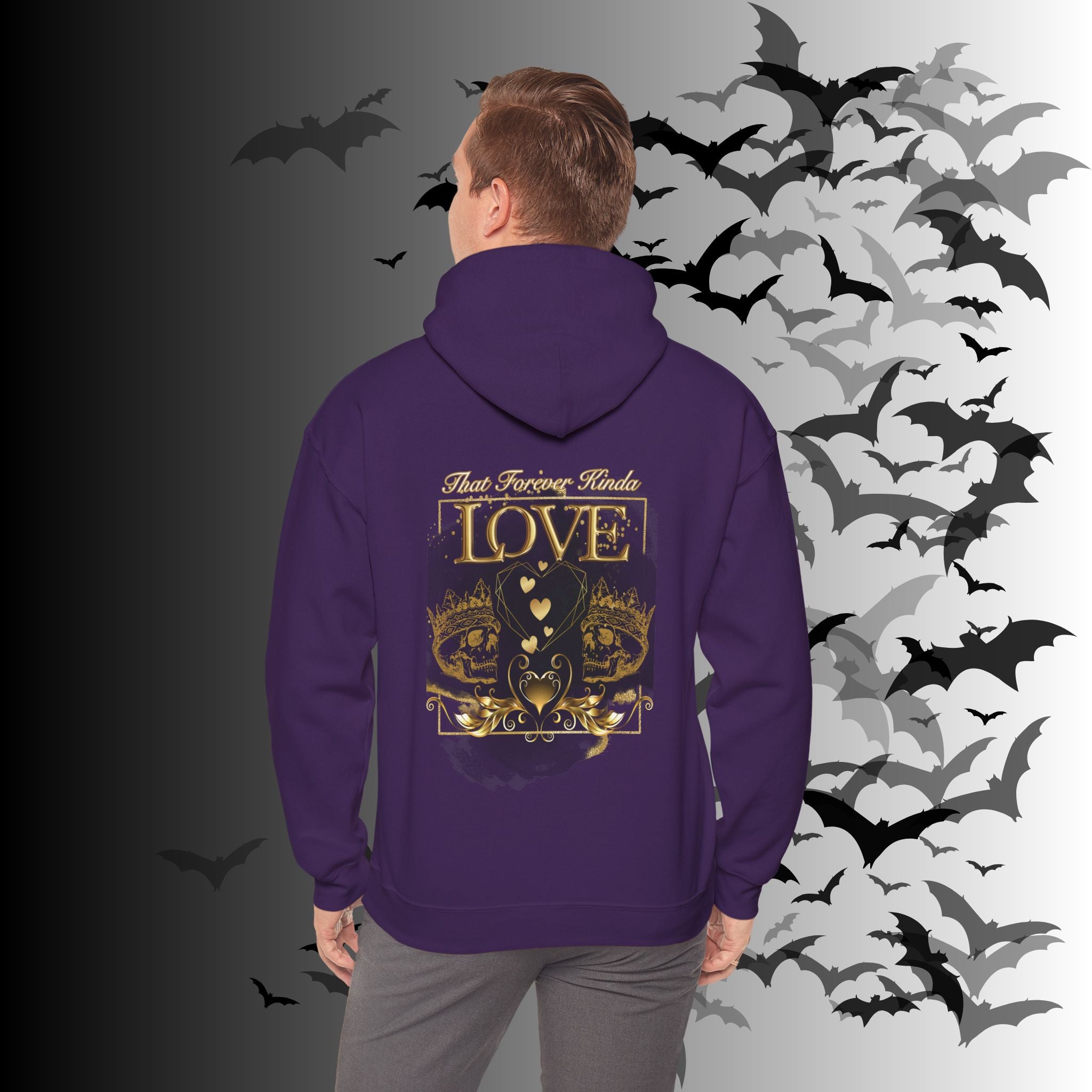 That Forever Kinda Love Hoodie — Gothic Gold Skull Couples Pullover