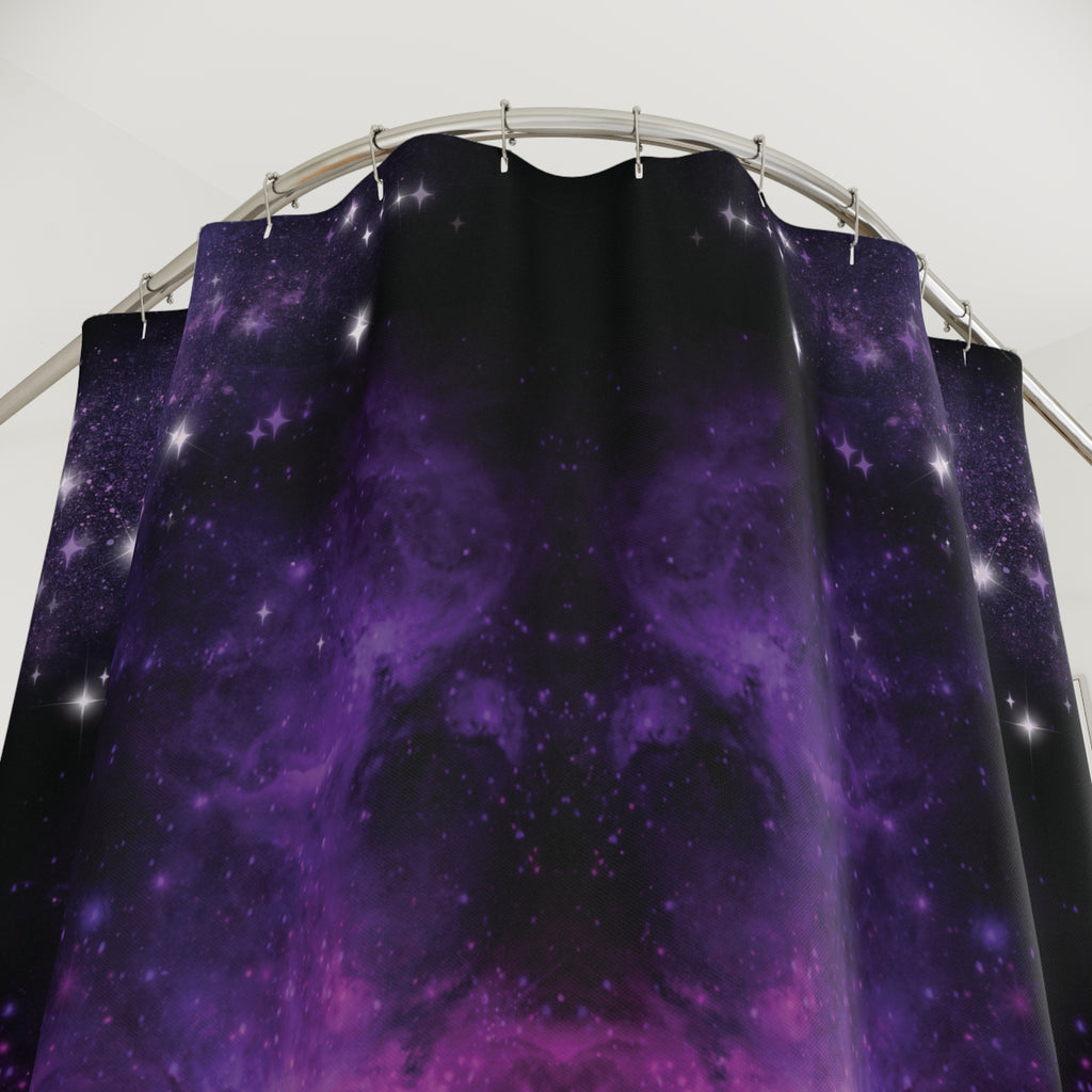 Pastel Goth Galaxy Shower Curtain — Purple Nebula Cosmic Bathroom Decor