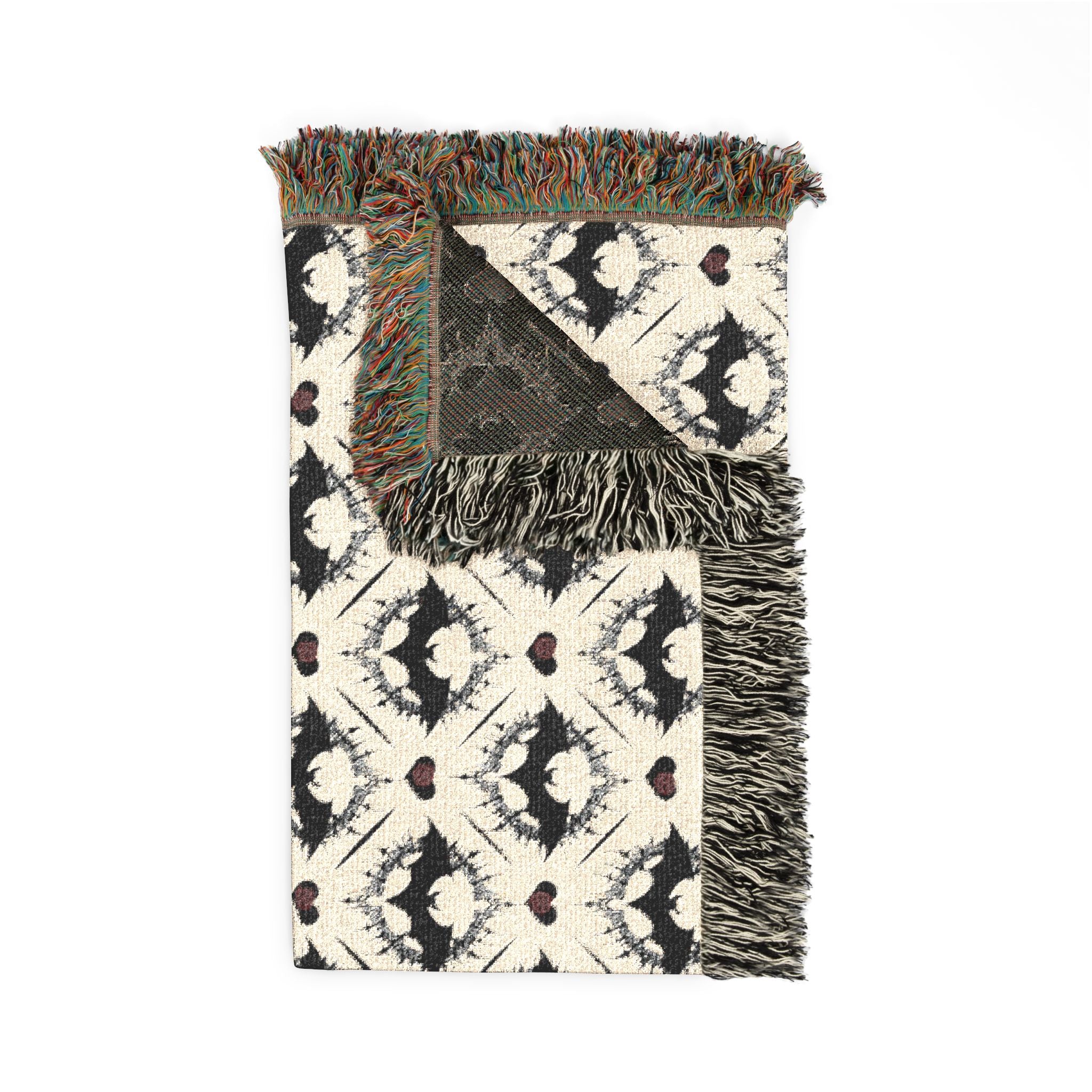 Gothic Bat Pattern Woven Cotton Throw Blanket — Fringe Bat Home Decor