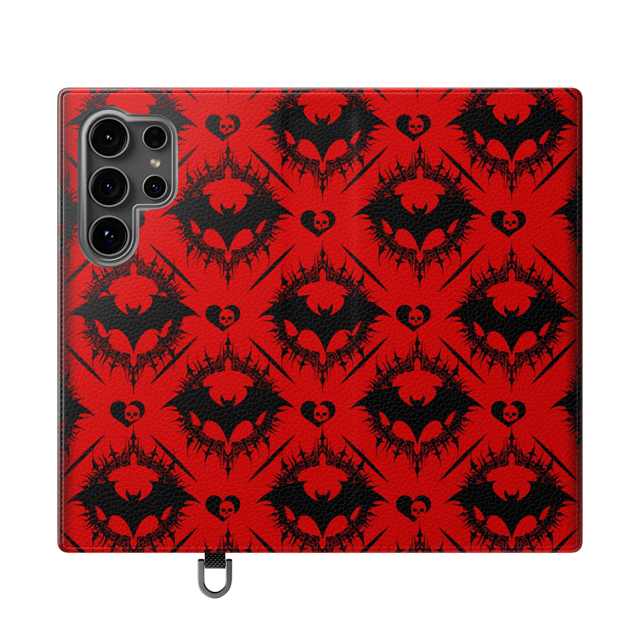 Gothic Bat Wallet Flip Case - Elegant Goth Phone Wallet - Bat Pattern Flip Case - Gothic Phone Case - Stylish Wallet Phone Case