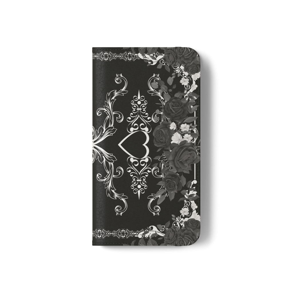Romantic Goth Wallet Flip Case - Goth Botanical Phone Case
